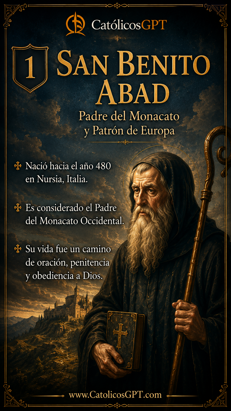 San Benito Abad | CatólicosGPT IA Católica - Diapositiva 1
