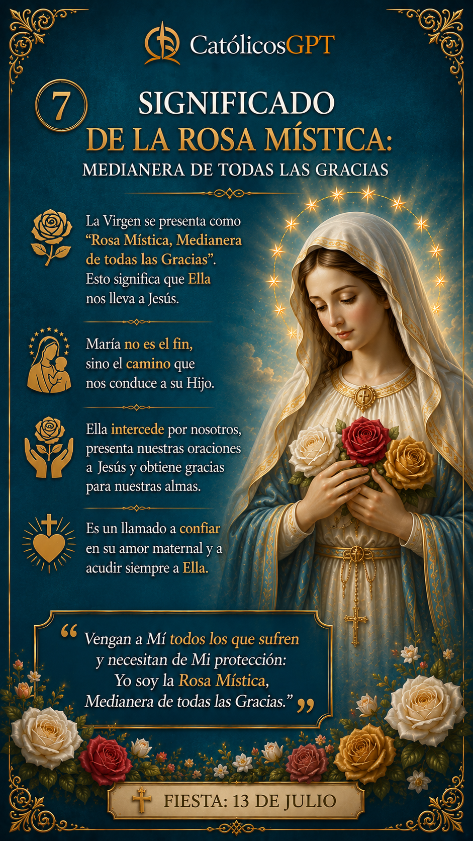 La Virgen Maria Rosa Mistica | CatólicosGPT IA Católica - Diapositiva 6