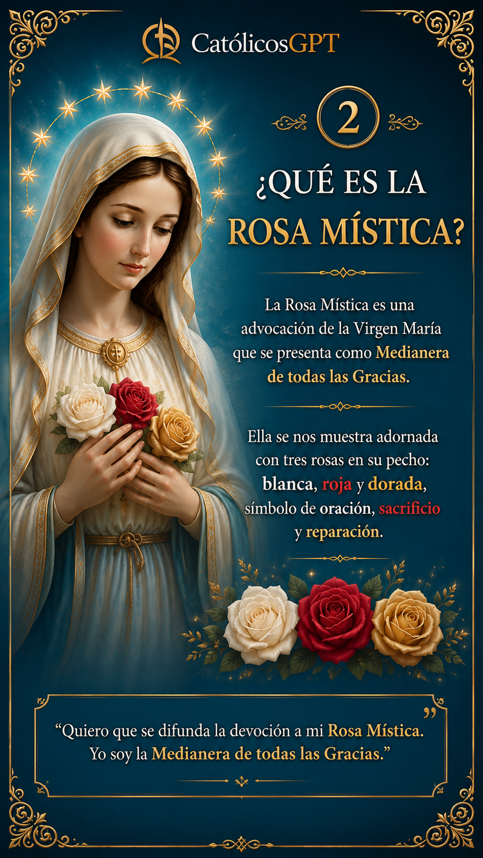 La Virgen Maria Rosa Mistica | CatólicosGPT IA Católica - Diapositiva 5