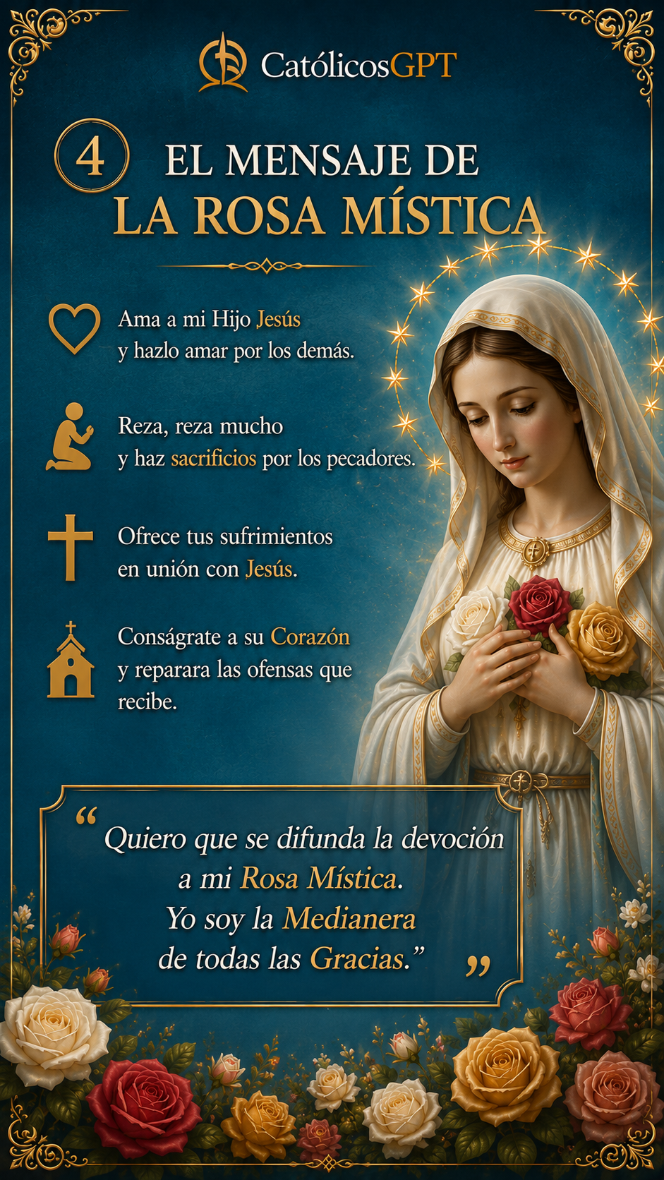 La Virgen Maria Rosa Mistica | CatólicosGPT IA Católica - Diapositiva 4
