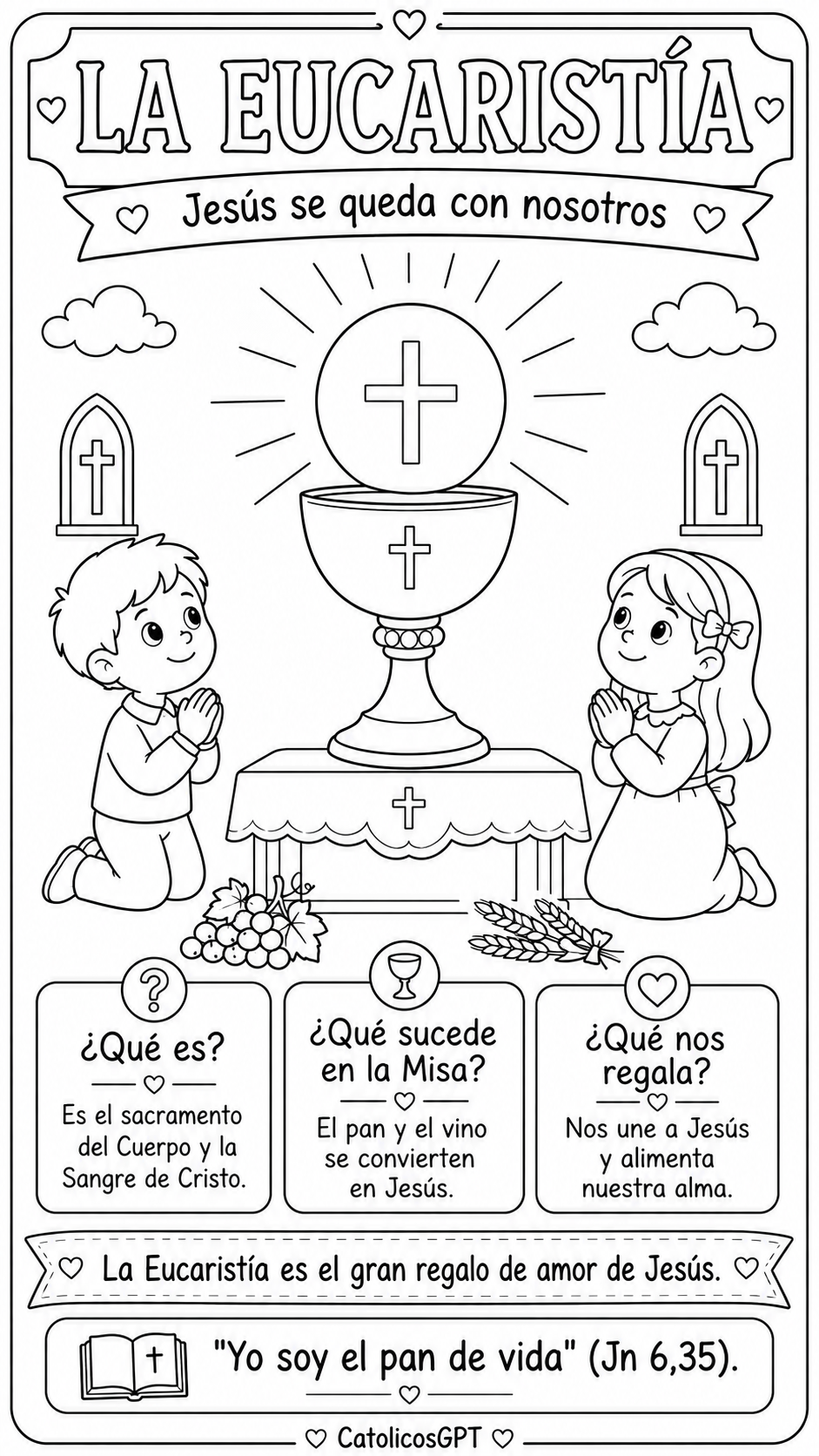 Infografía católica CatólicosGPT IA Católica: Eucaristia para niños