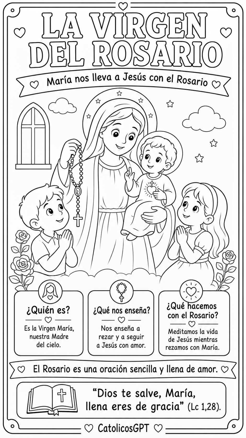 La Virgen para ninos | CatólicosGPT IA Católica - Diapositiva 1