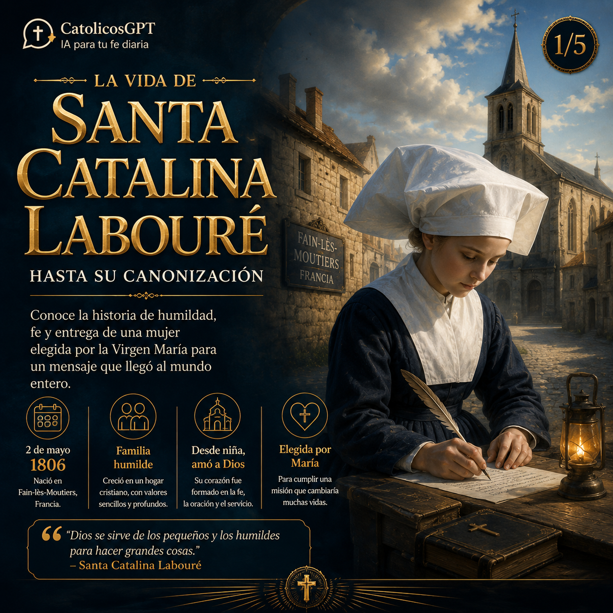 Santa Catalina Laboure - Medalla Milagrosa | CatólicosGPT IA Católica - Diapositiva 2