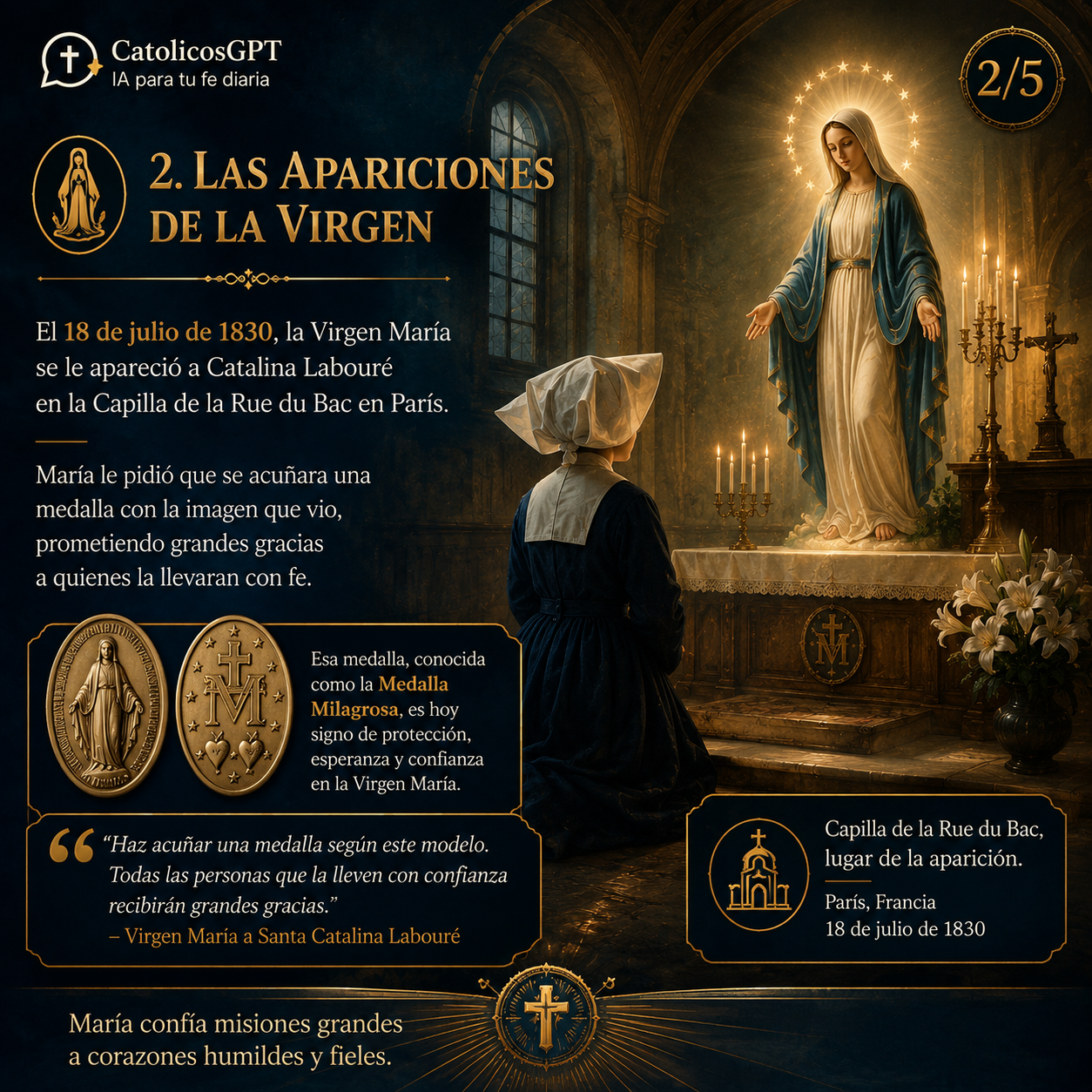 Santa Catalina Laboure - Medalla Milagrosa | CatólicosGPT IA Católica - Diapositiva 3