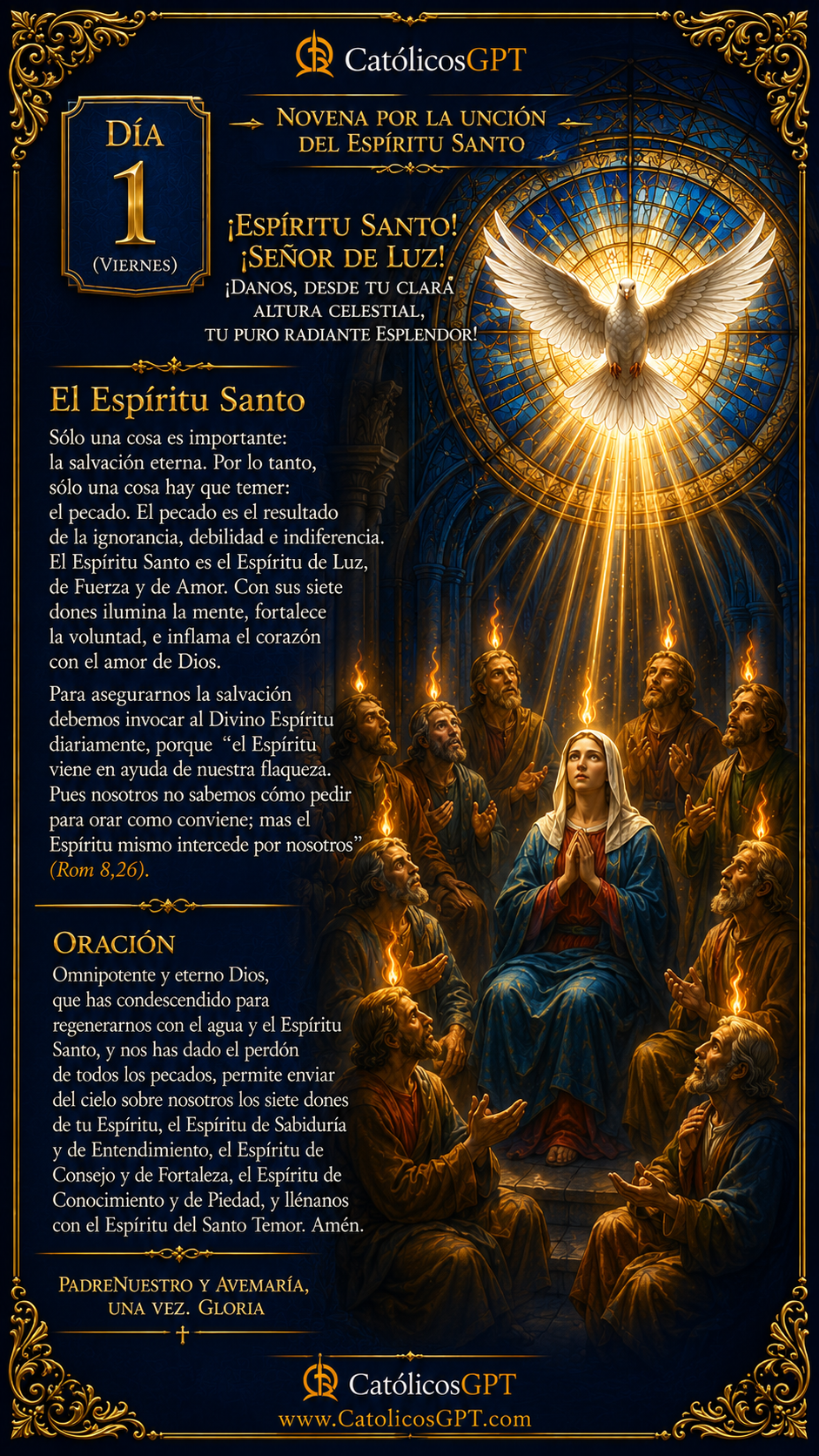Novena al Espiritu Santo | CatólicosGPT IA Católica - Diapositiva 2