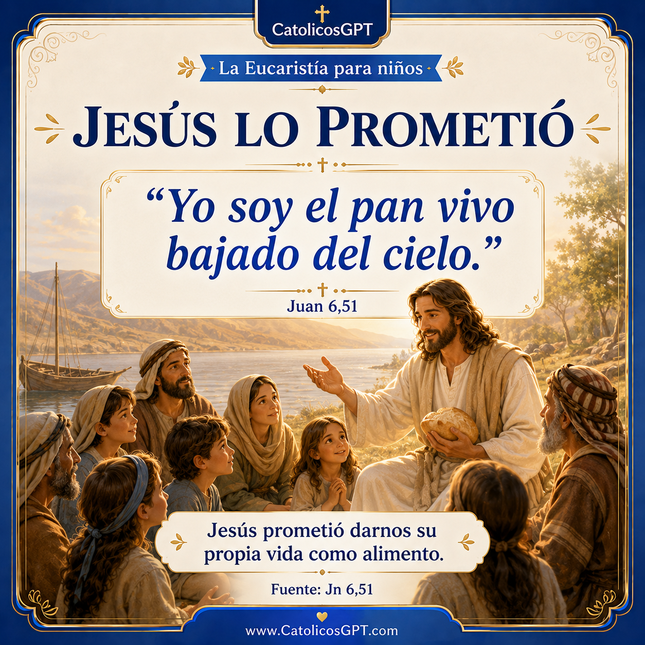 Infografía católica CatólicosGPT IA Católica: La Eucaristia para Niños - La Primera Comunion