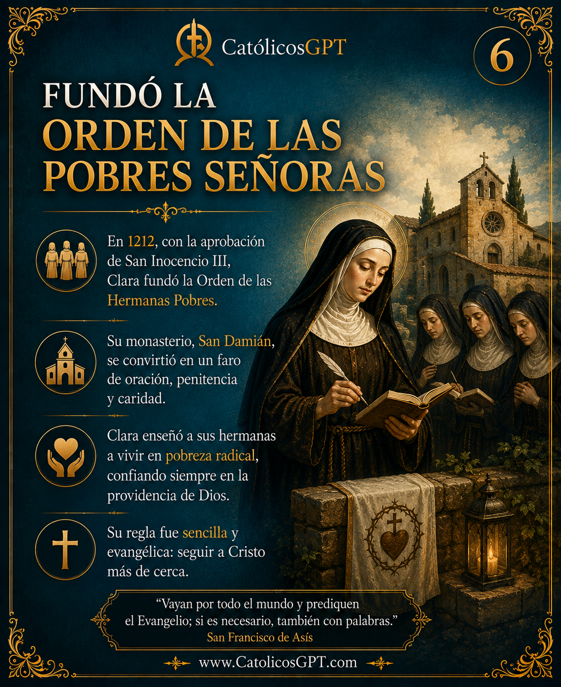 Santa Clara de Asis | CatólicosGPT IA Católica - Diapositiva 6