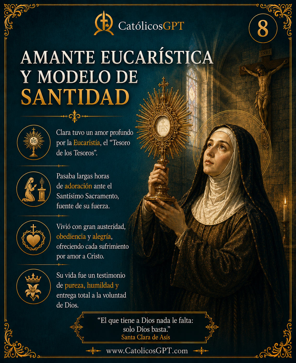Santa Clara de Asis | CatólicosGPT IA Católica - Diapositiva 8