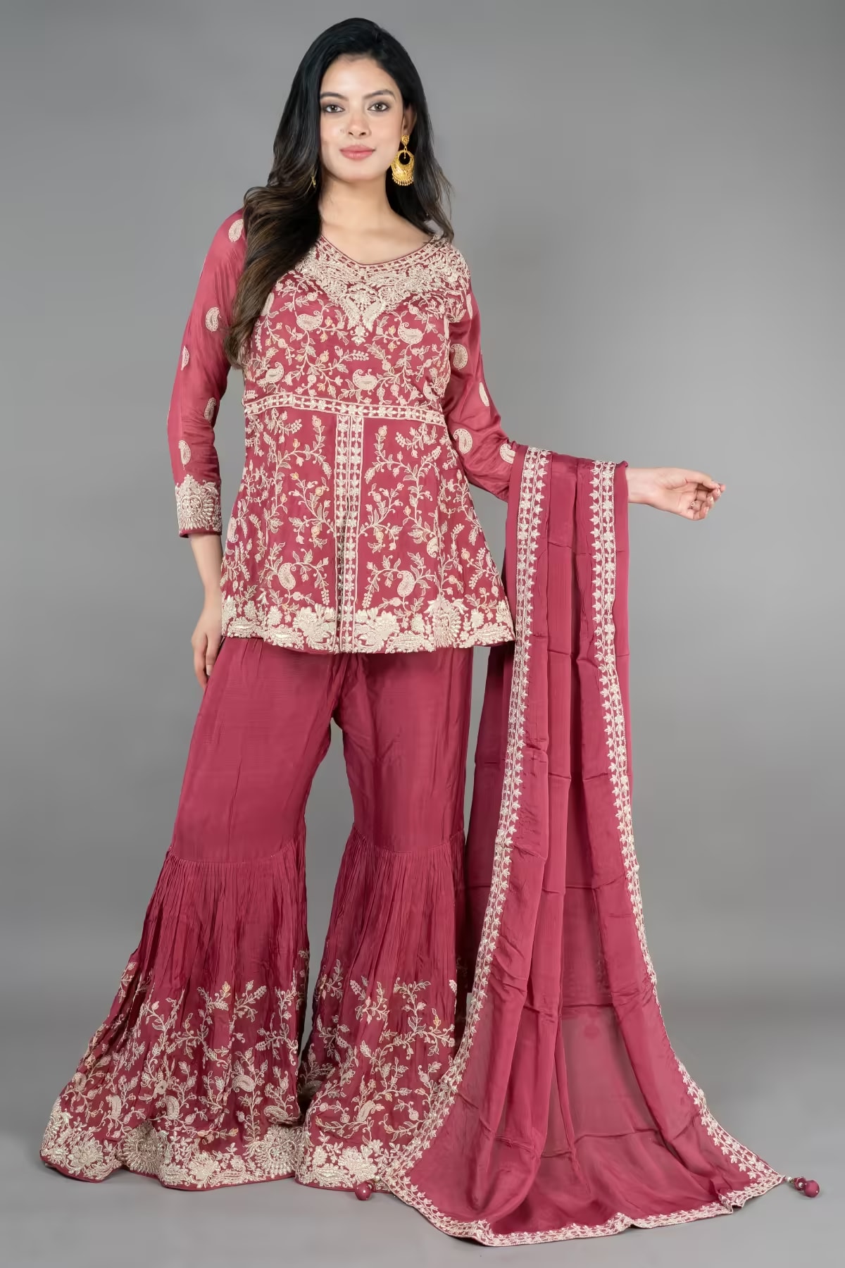 R.gold Short Paplom middle cut with Gharara