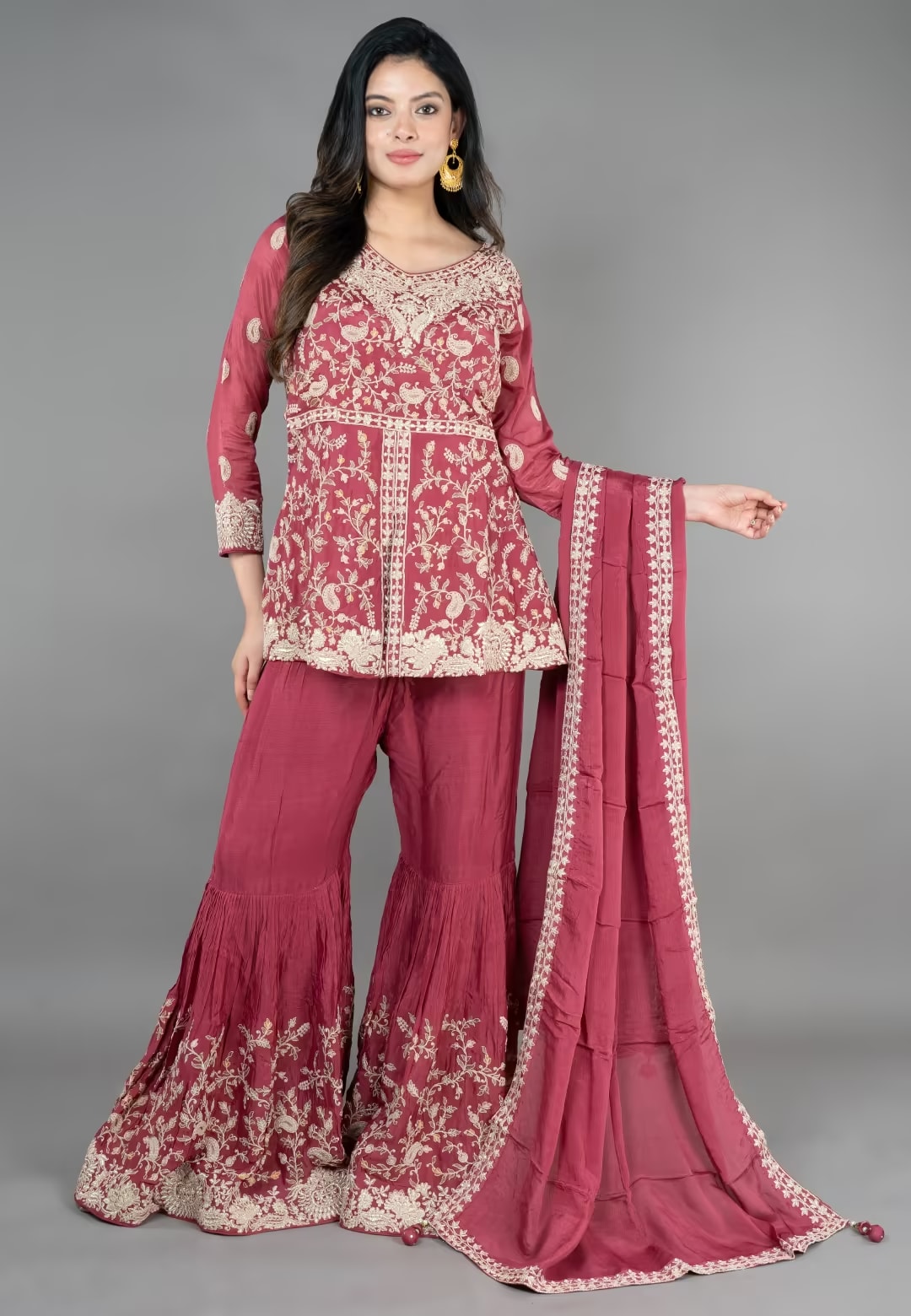 R.gold Short Paplom middle cut with Gharara