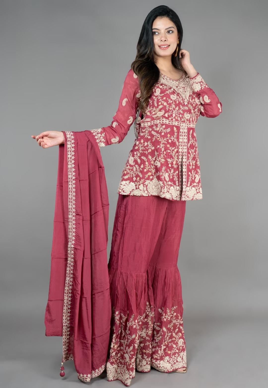R.gold Short Paplom middle cut with Gharara