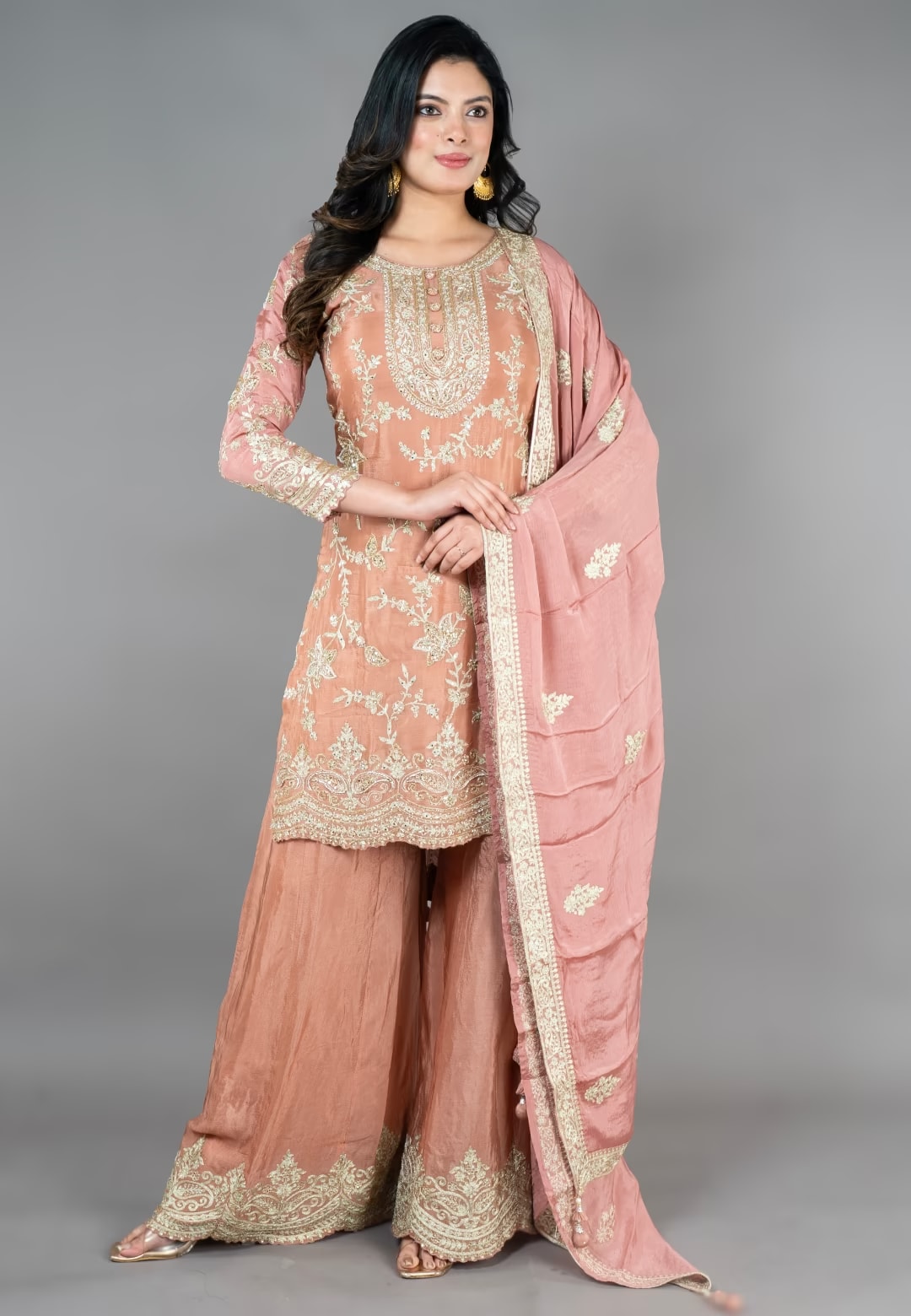 Copper Straight suit with Sharara