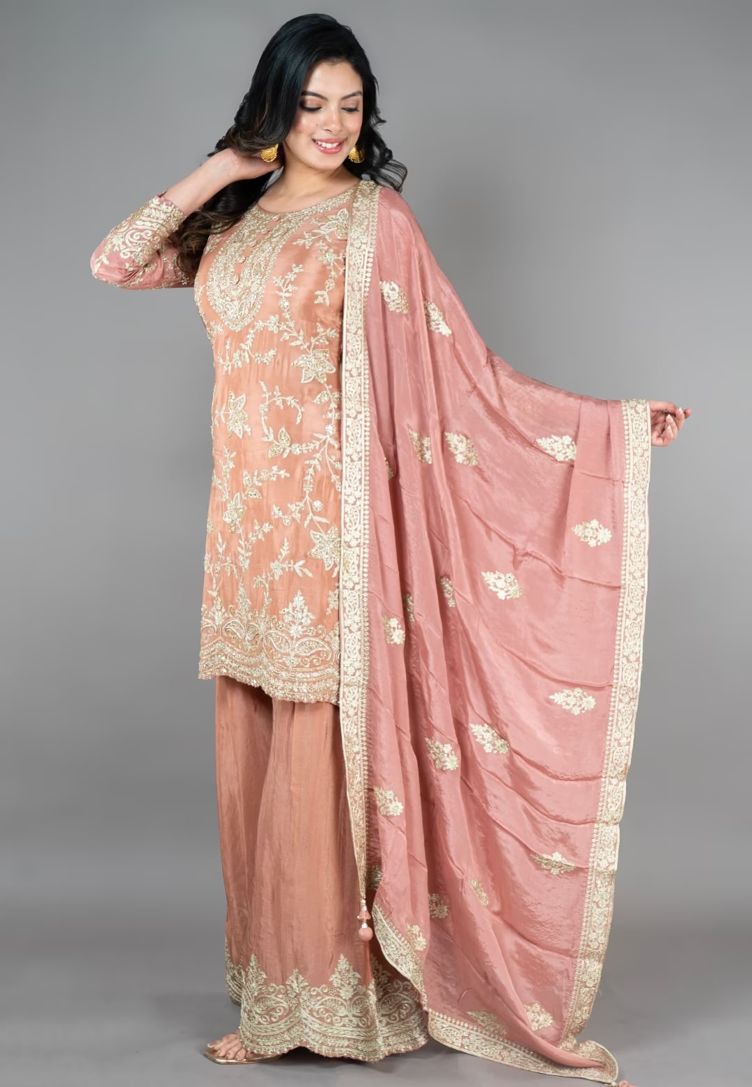 Copper Straight suit with Sharara