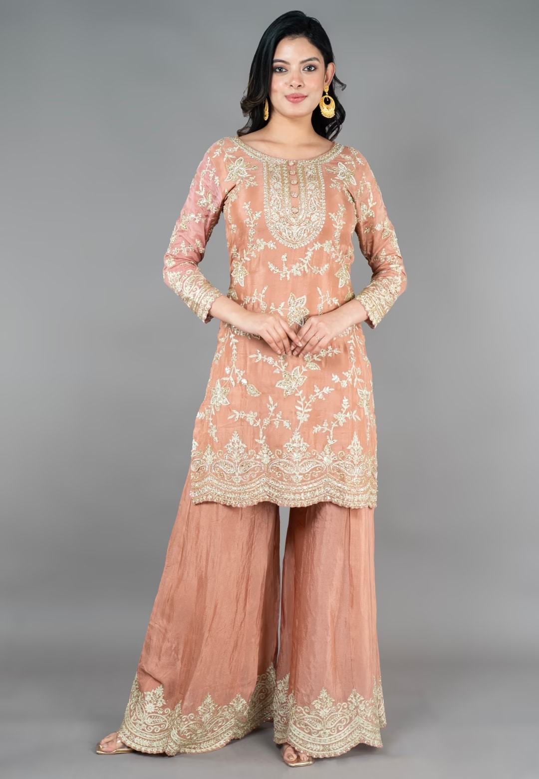 Copper Straight suit with Sharara