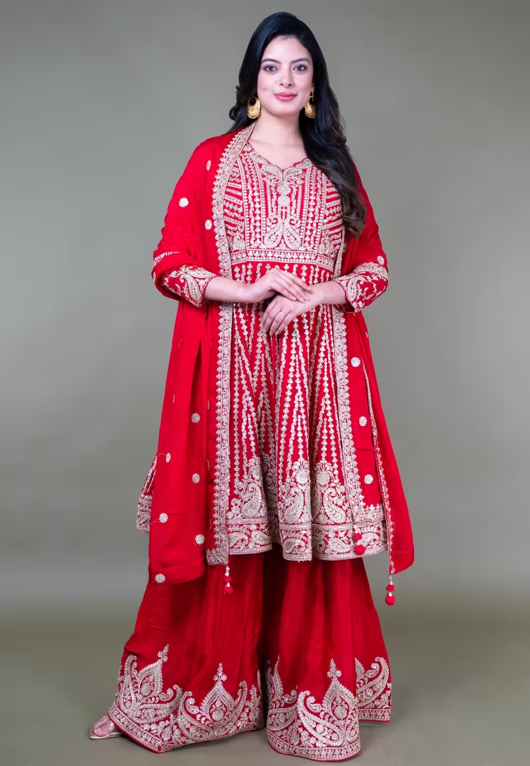 Red Paplom Suit With Sarara
