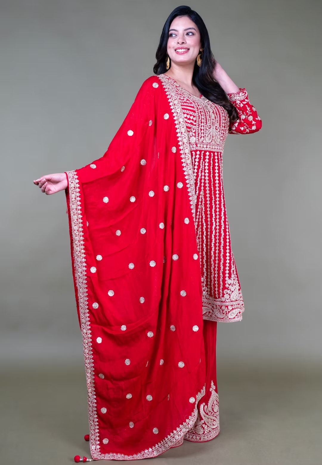 Red Paplom Suit With Sarara