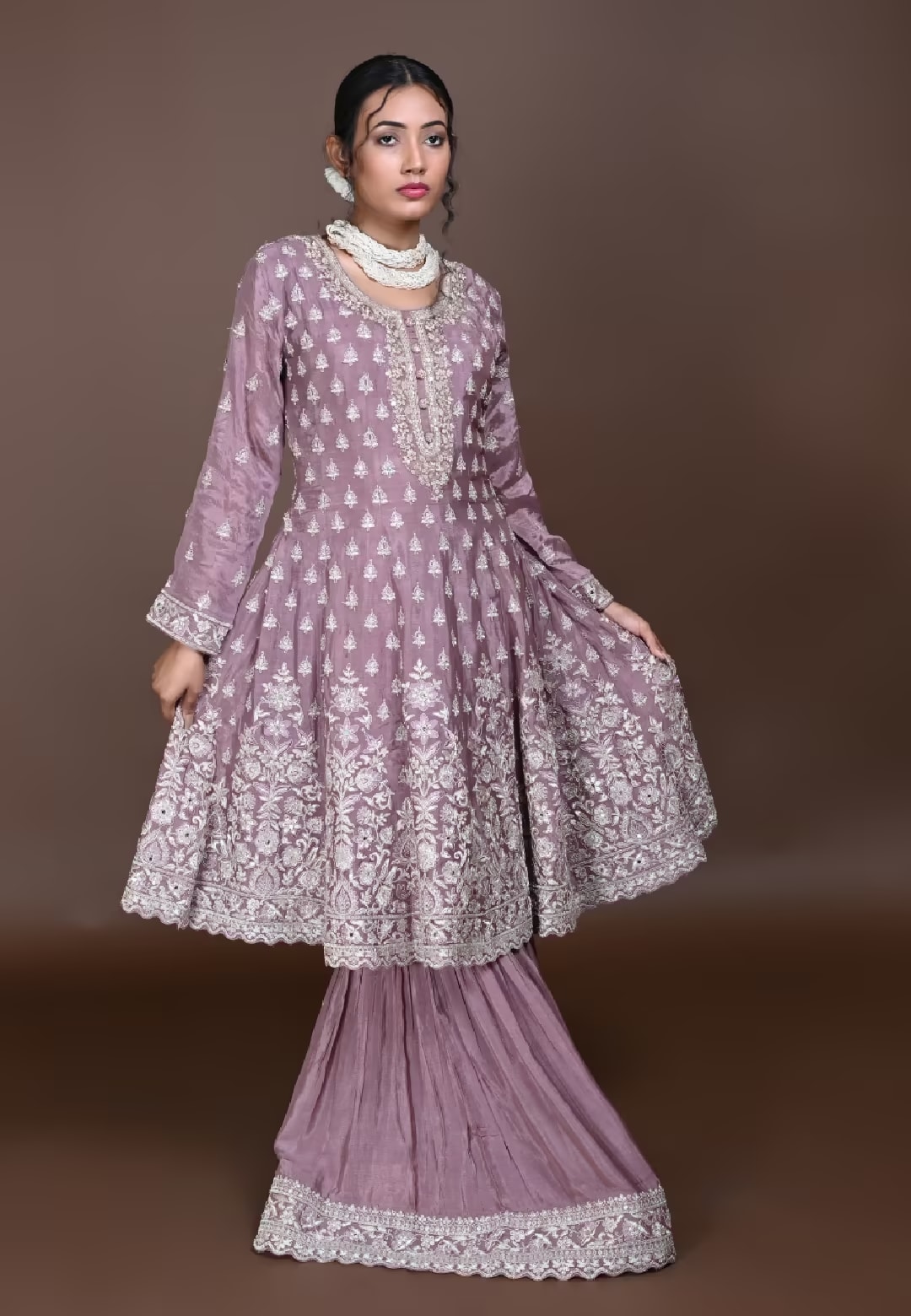 Mauve Paplom Suit With Gharara