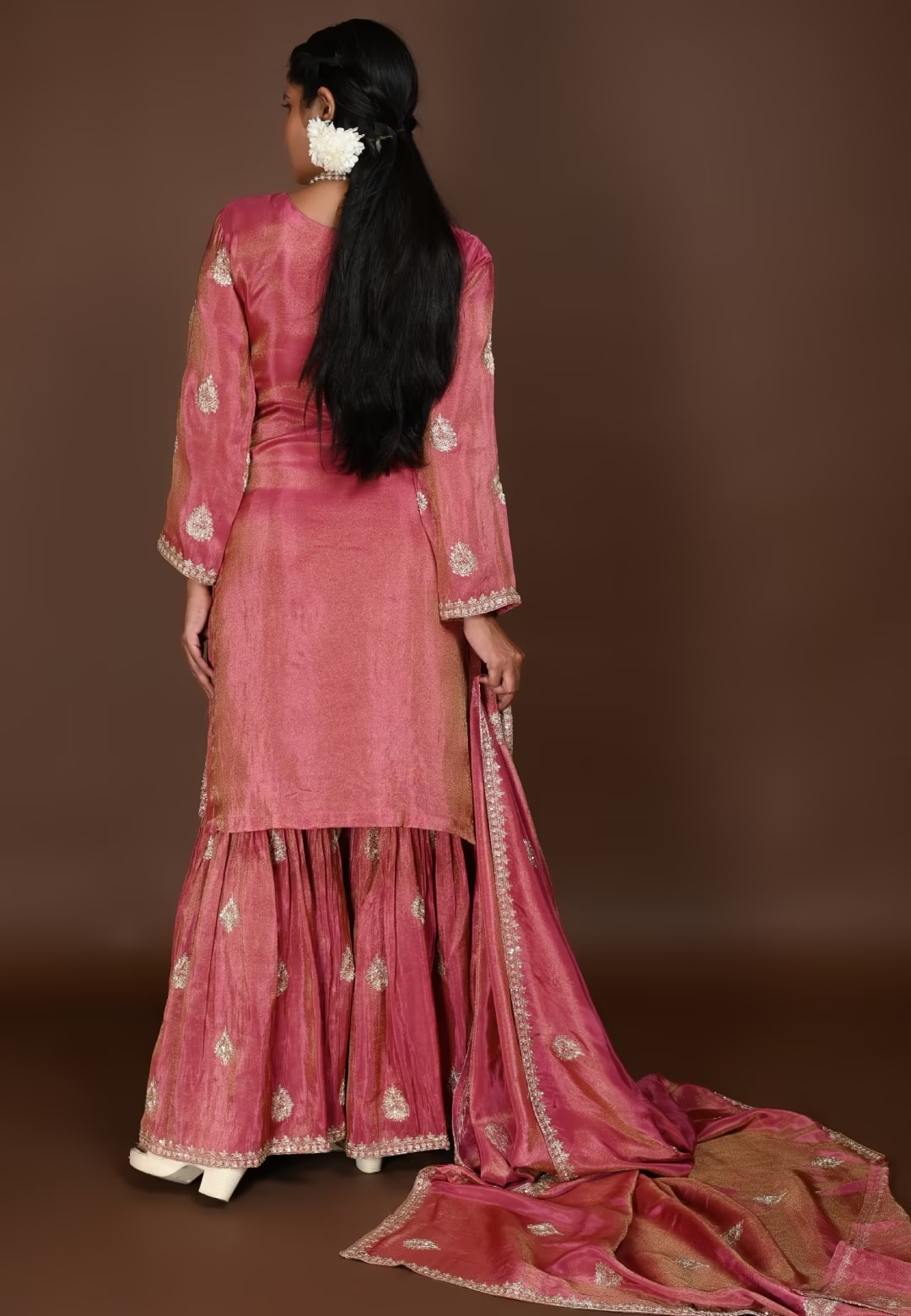 Rose Gold Straight Suit with Gharara