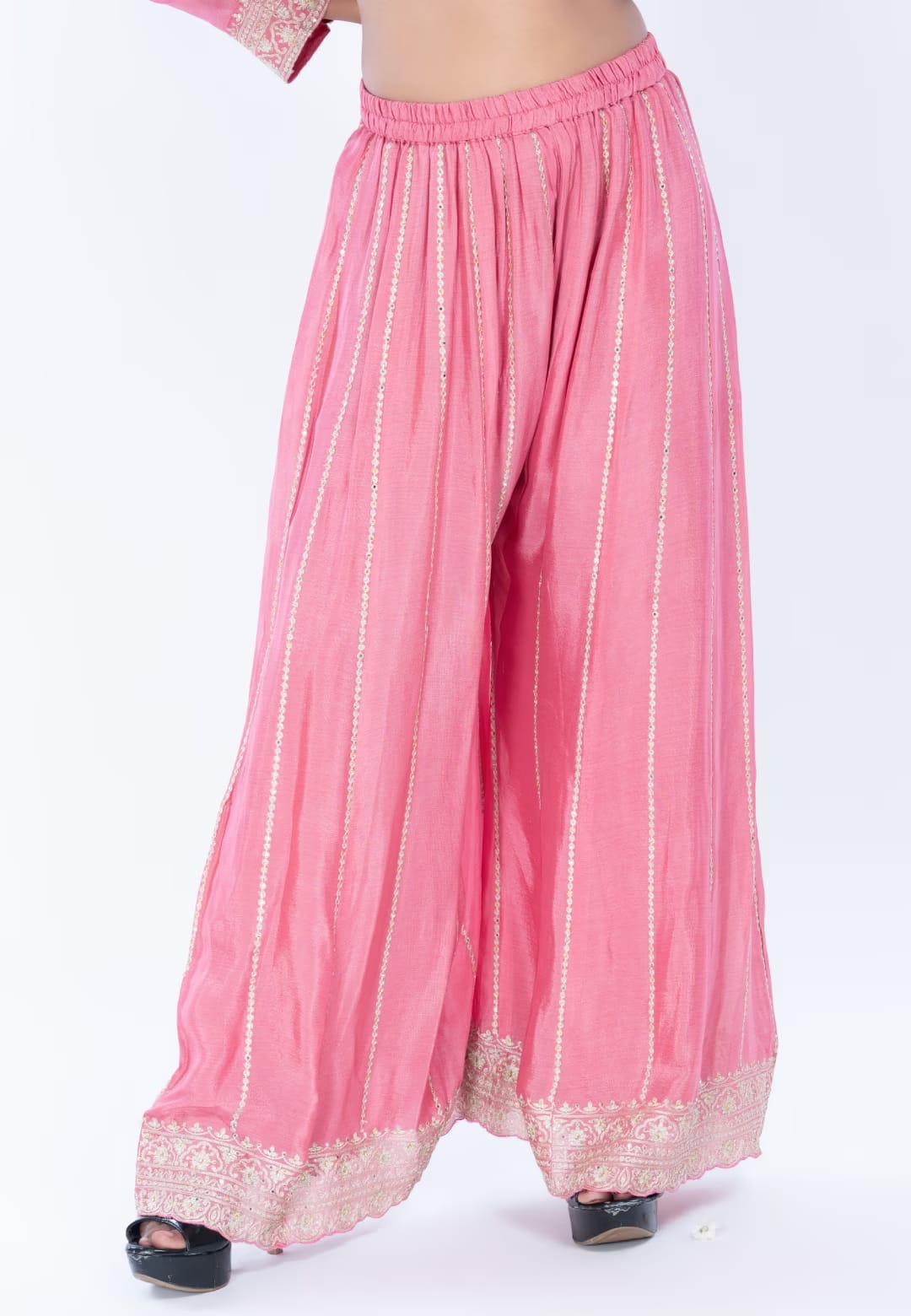 Pink Straight Suit With Palazzo Pant