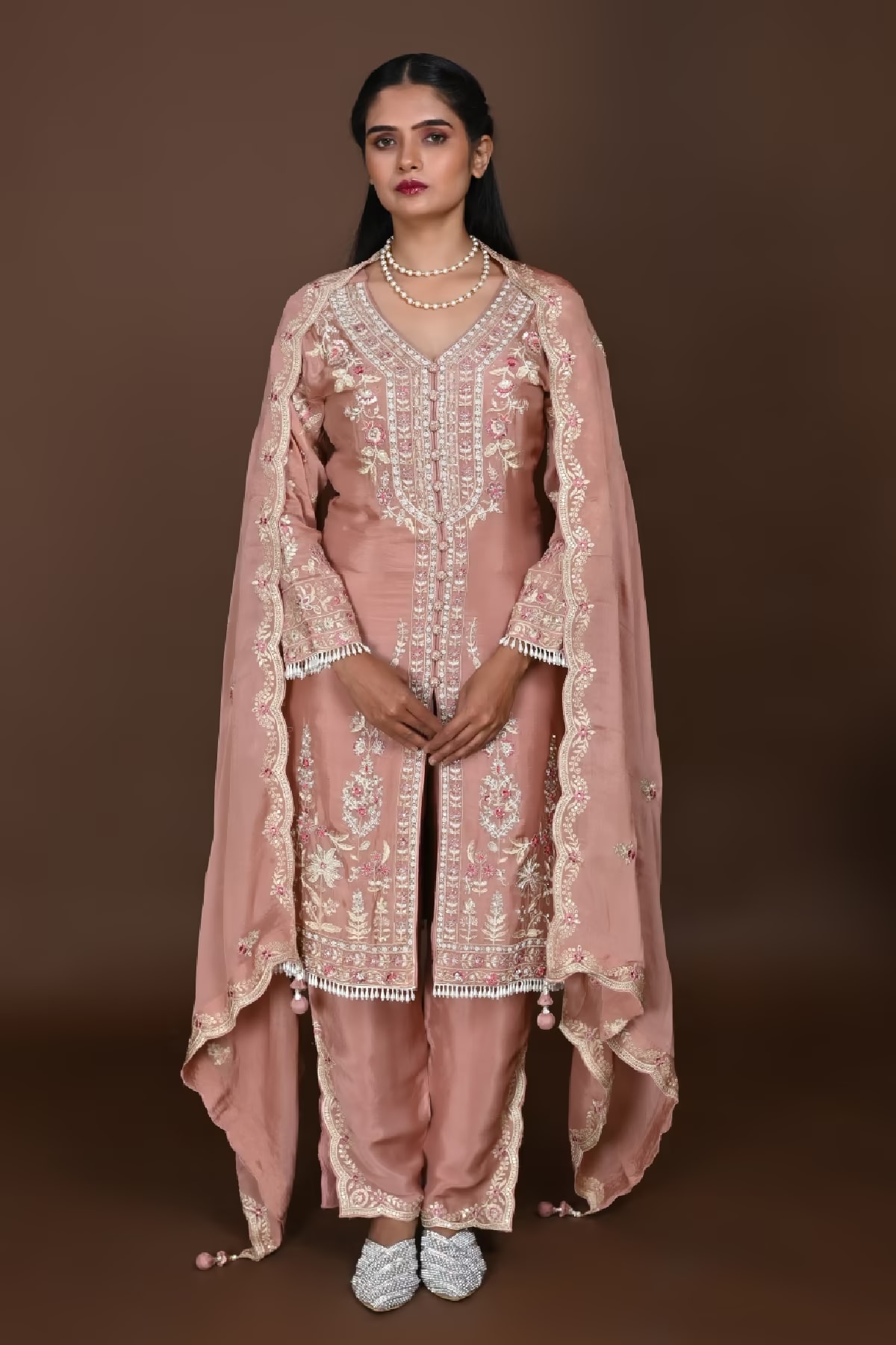 Copper Straight Suit+Middle cut With Pant