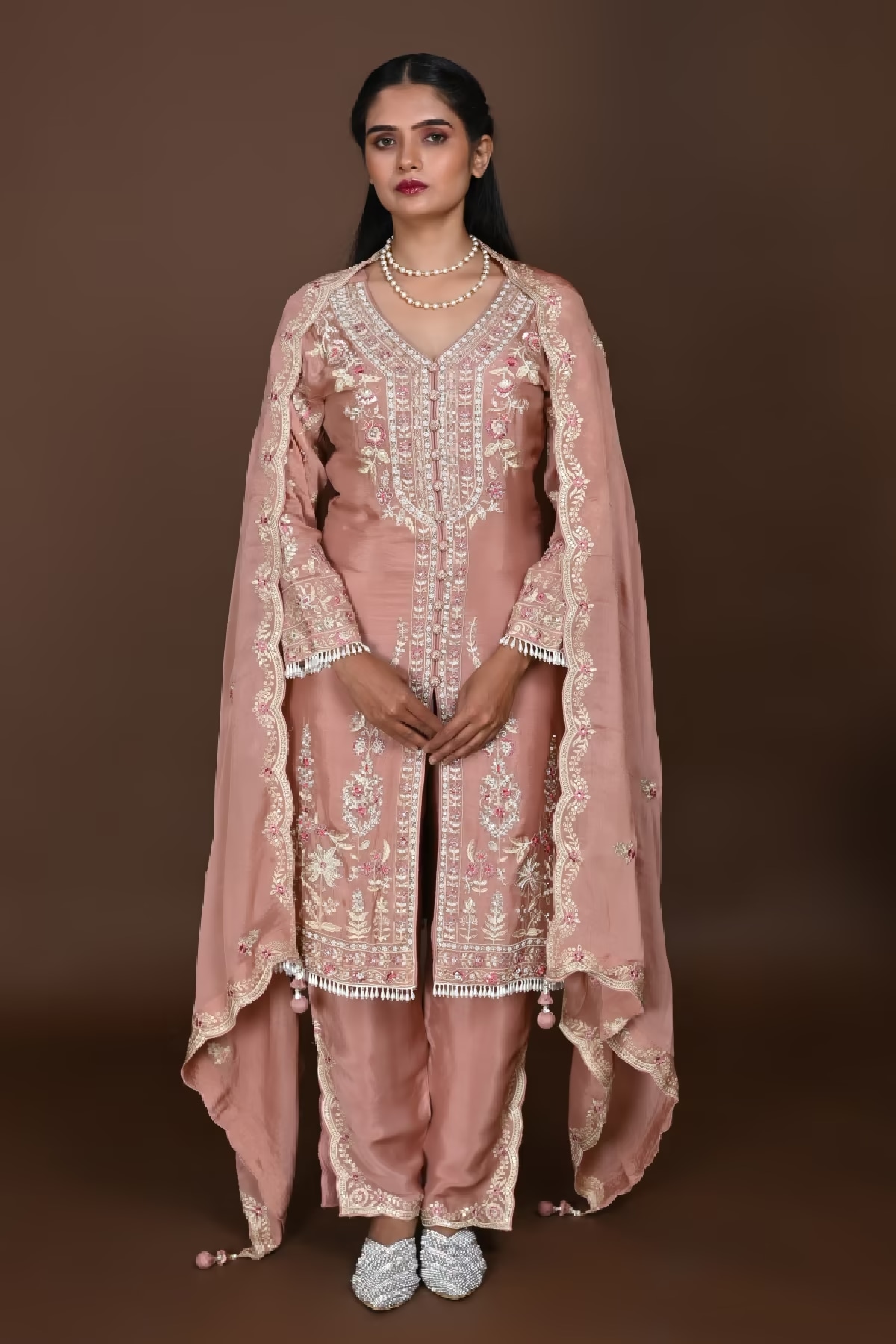 Copper Straight Suit+Middle cut With Pant