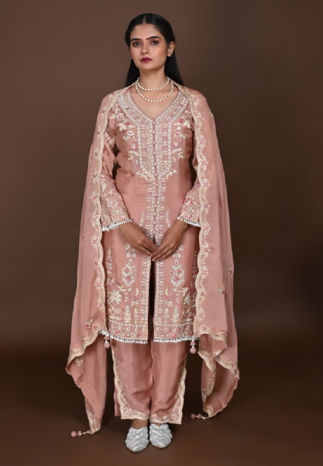 Copper Straight Suit+Middle cut With Pant