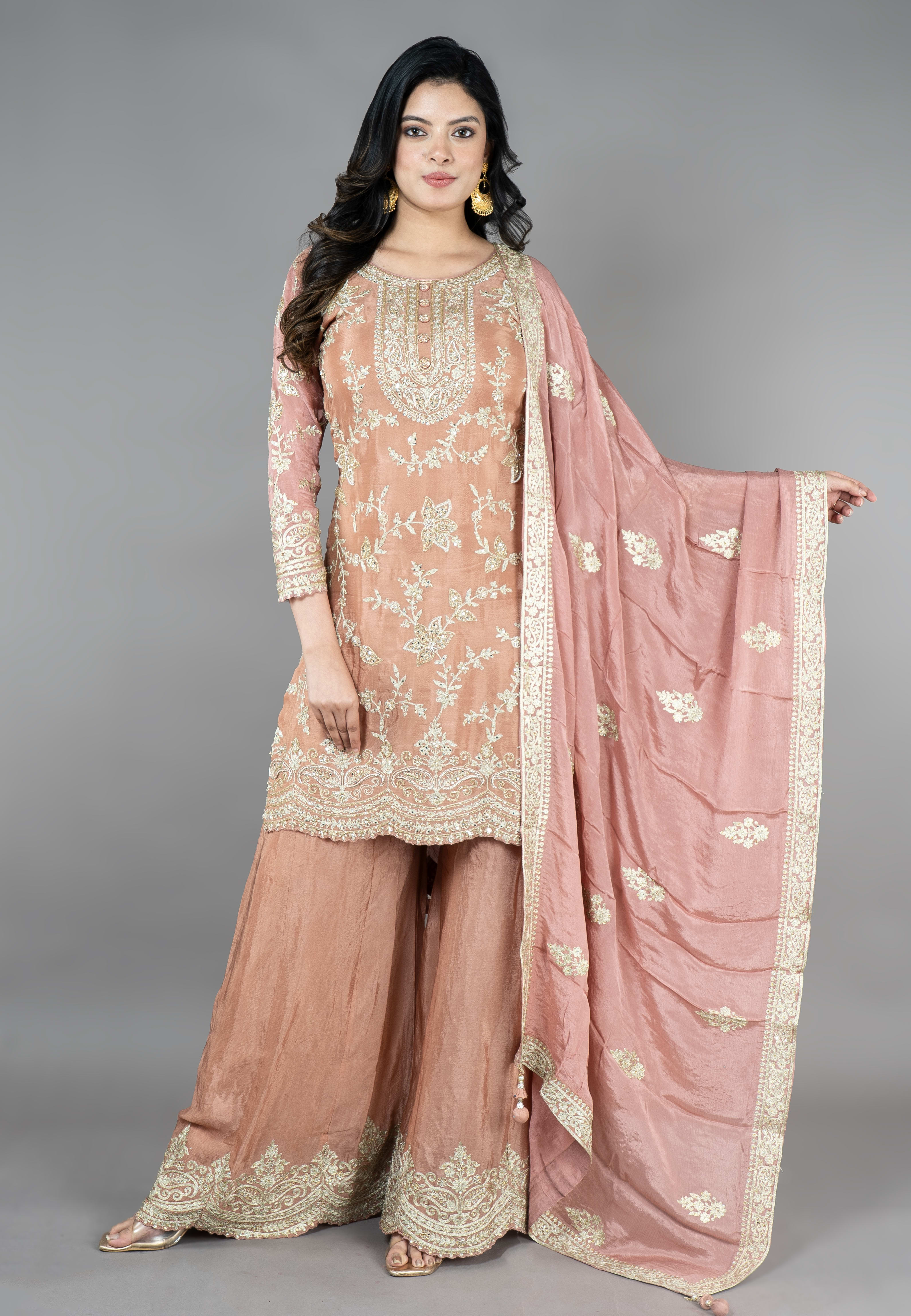 Copper Straight suit with Sharara