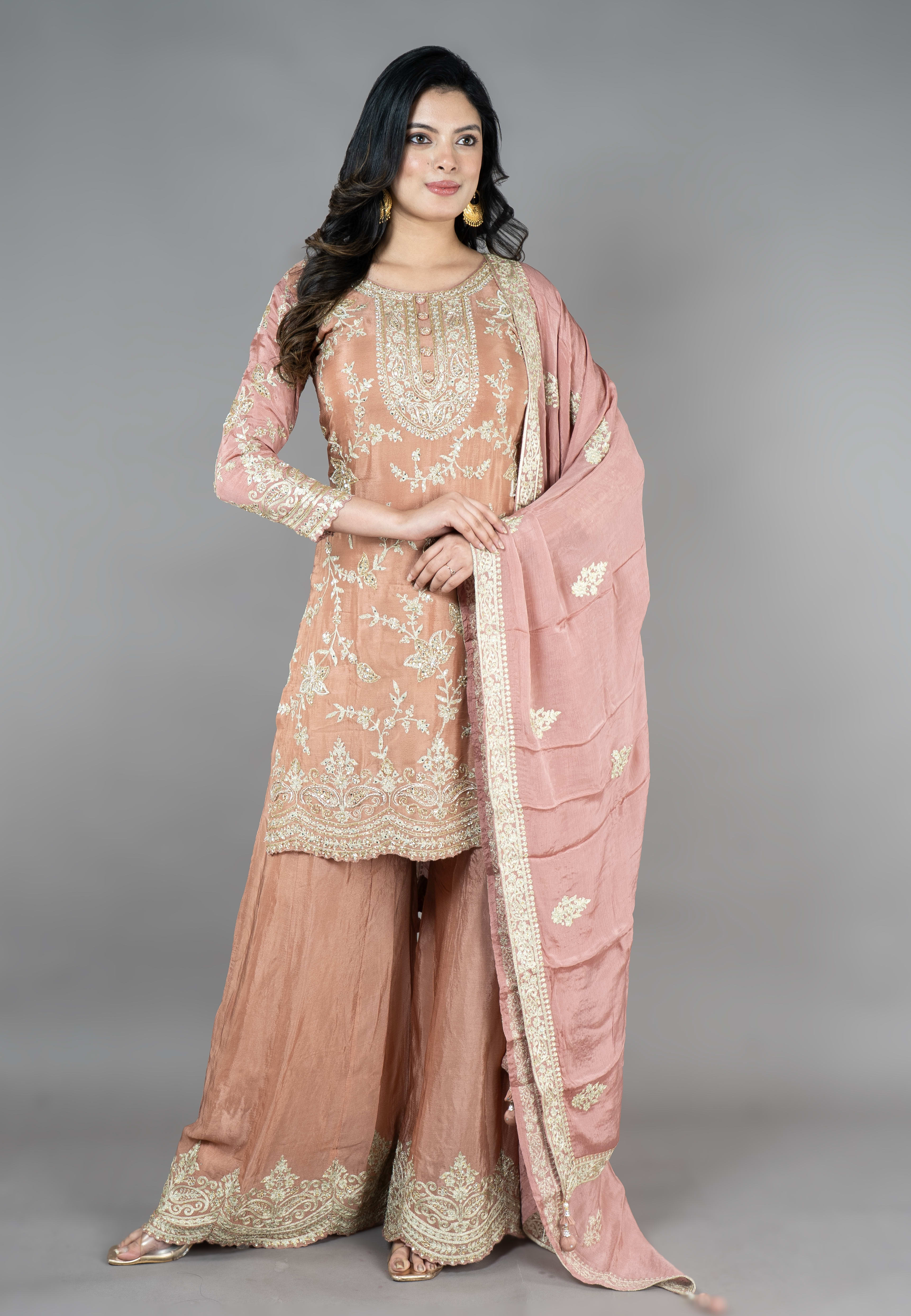 Copper Straight suit with Sharara