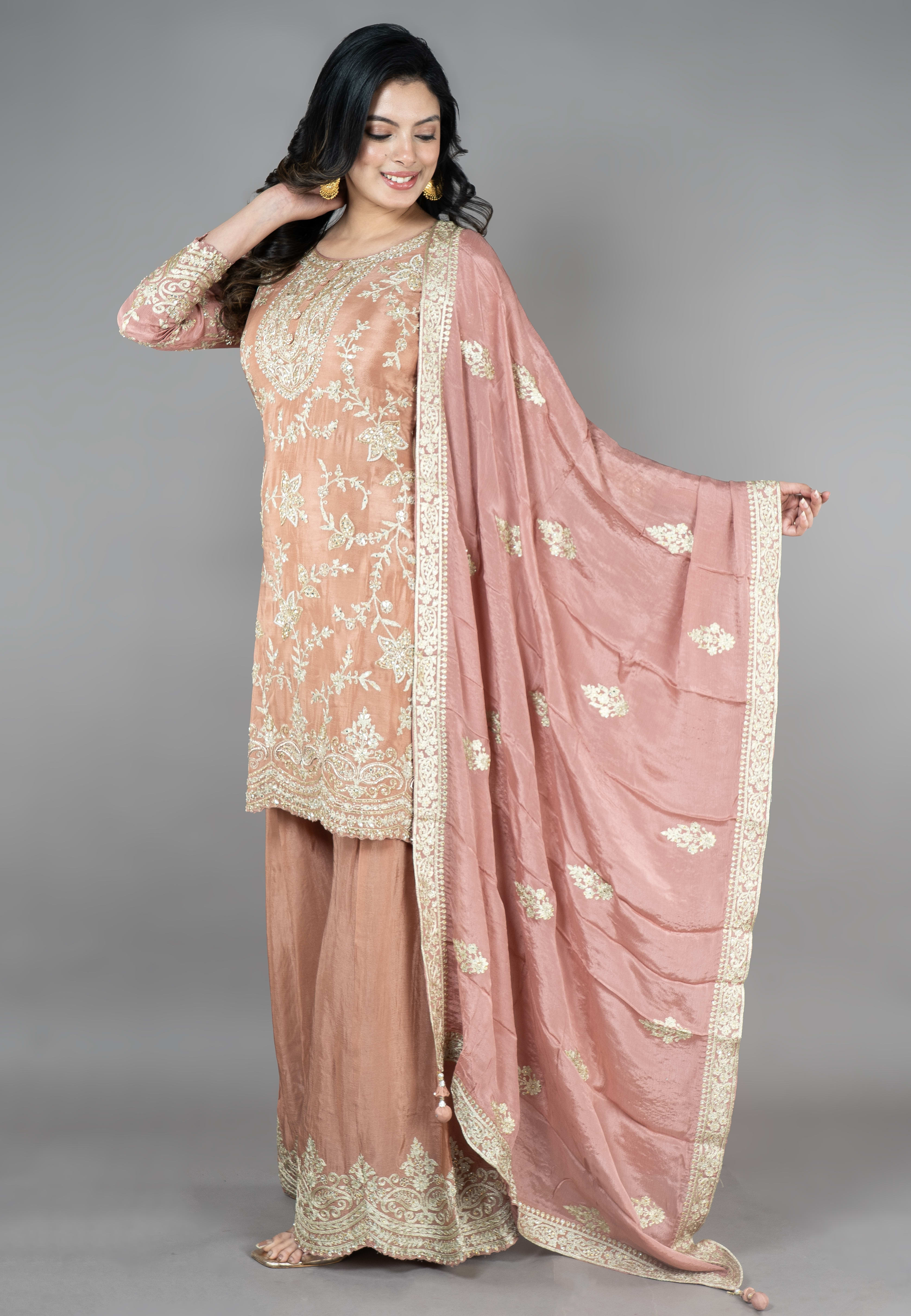 Copper Straight suit with Sharara