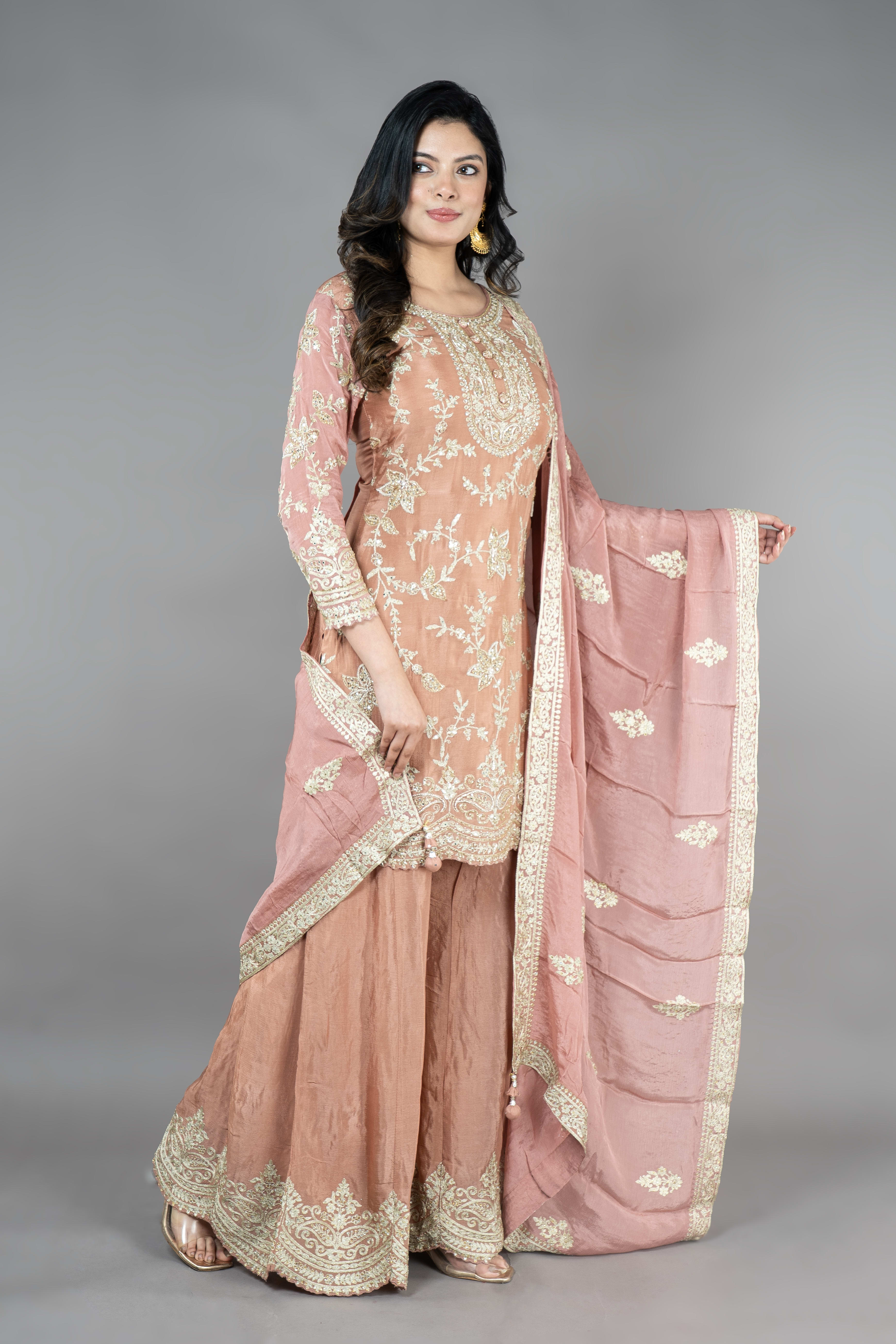 Copper Straight suit with Sharara