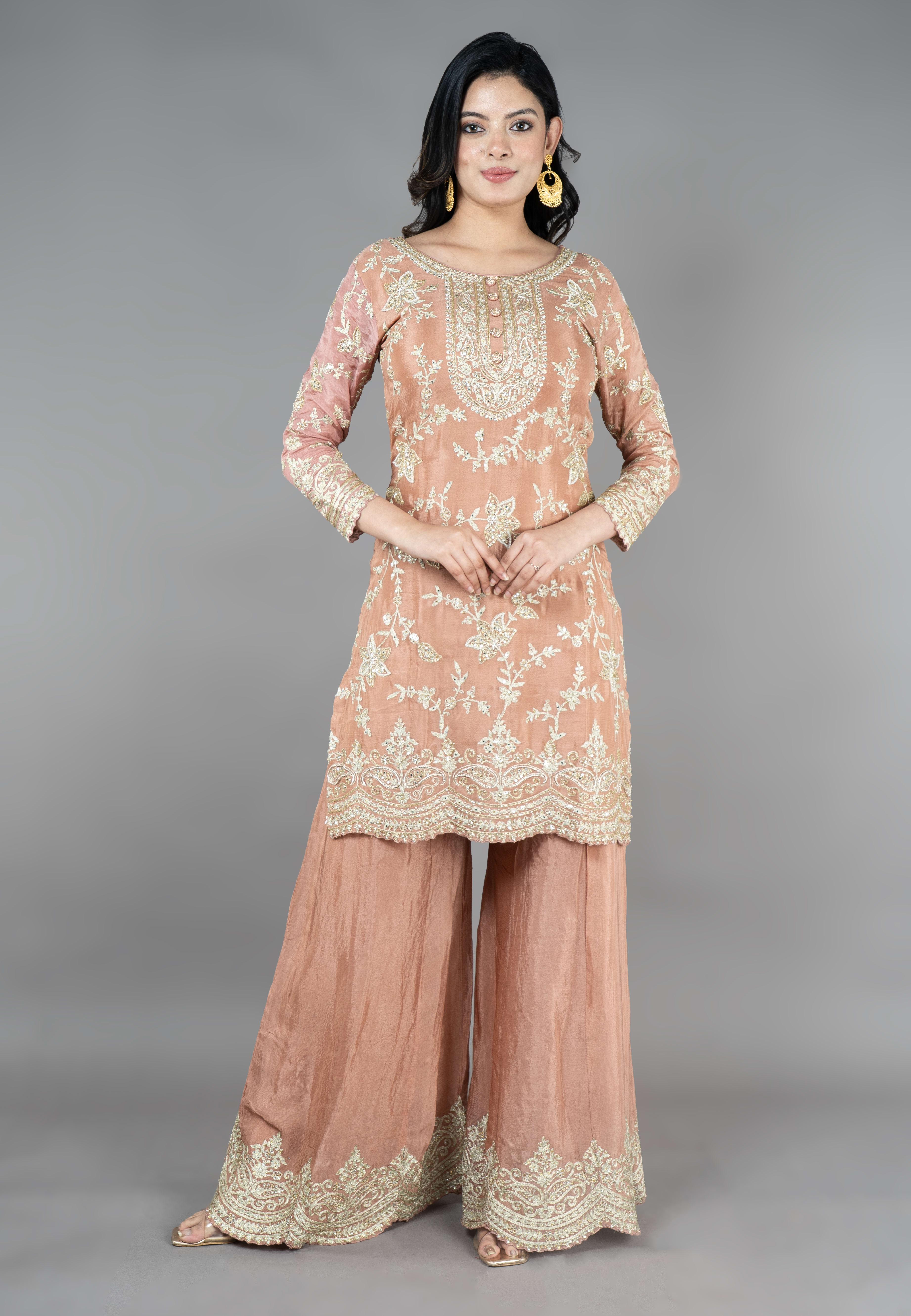 Copper Straight suit with Sharara
