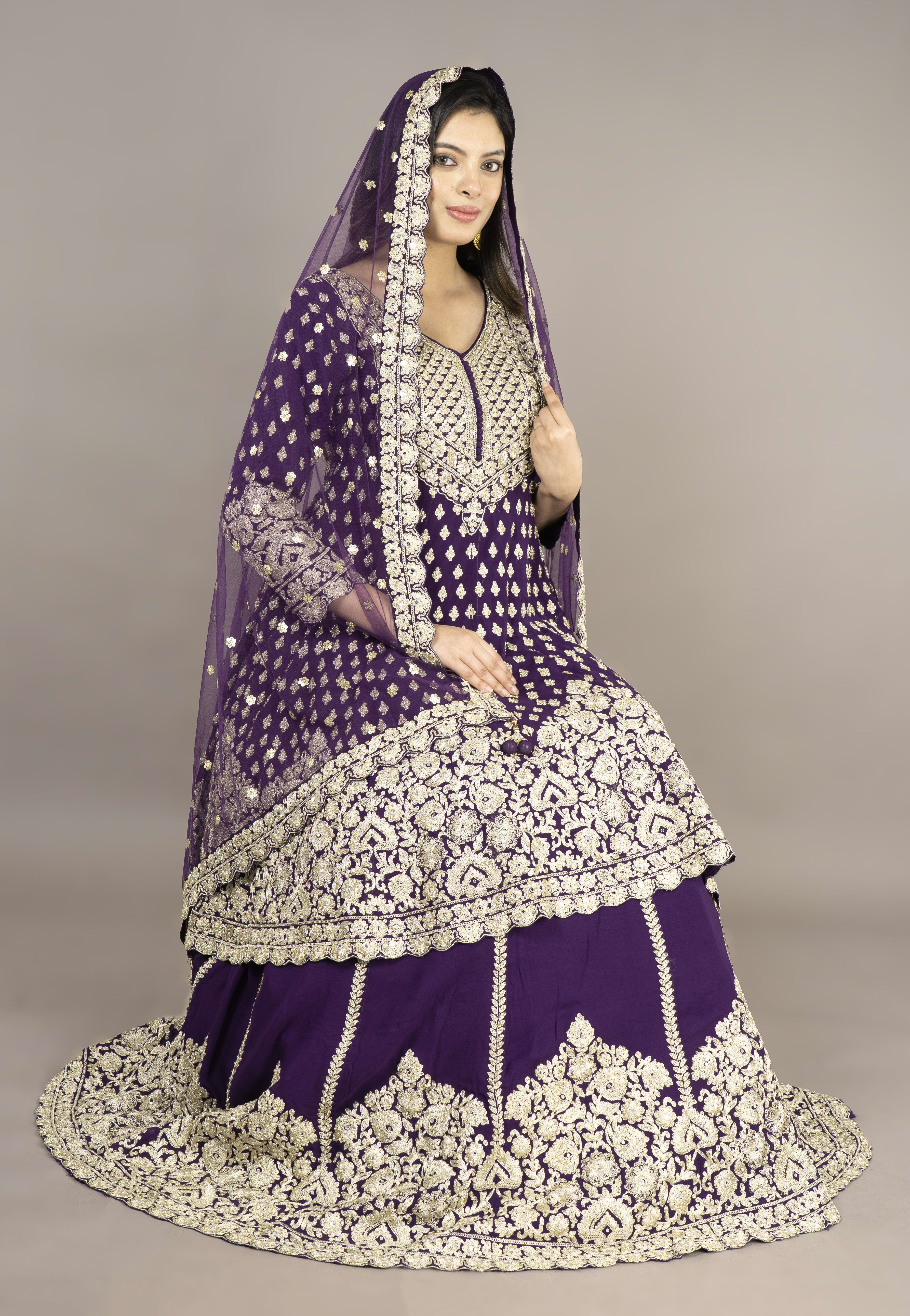 Purple Paplom Suit With Skirt