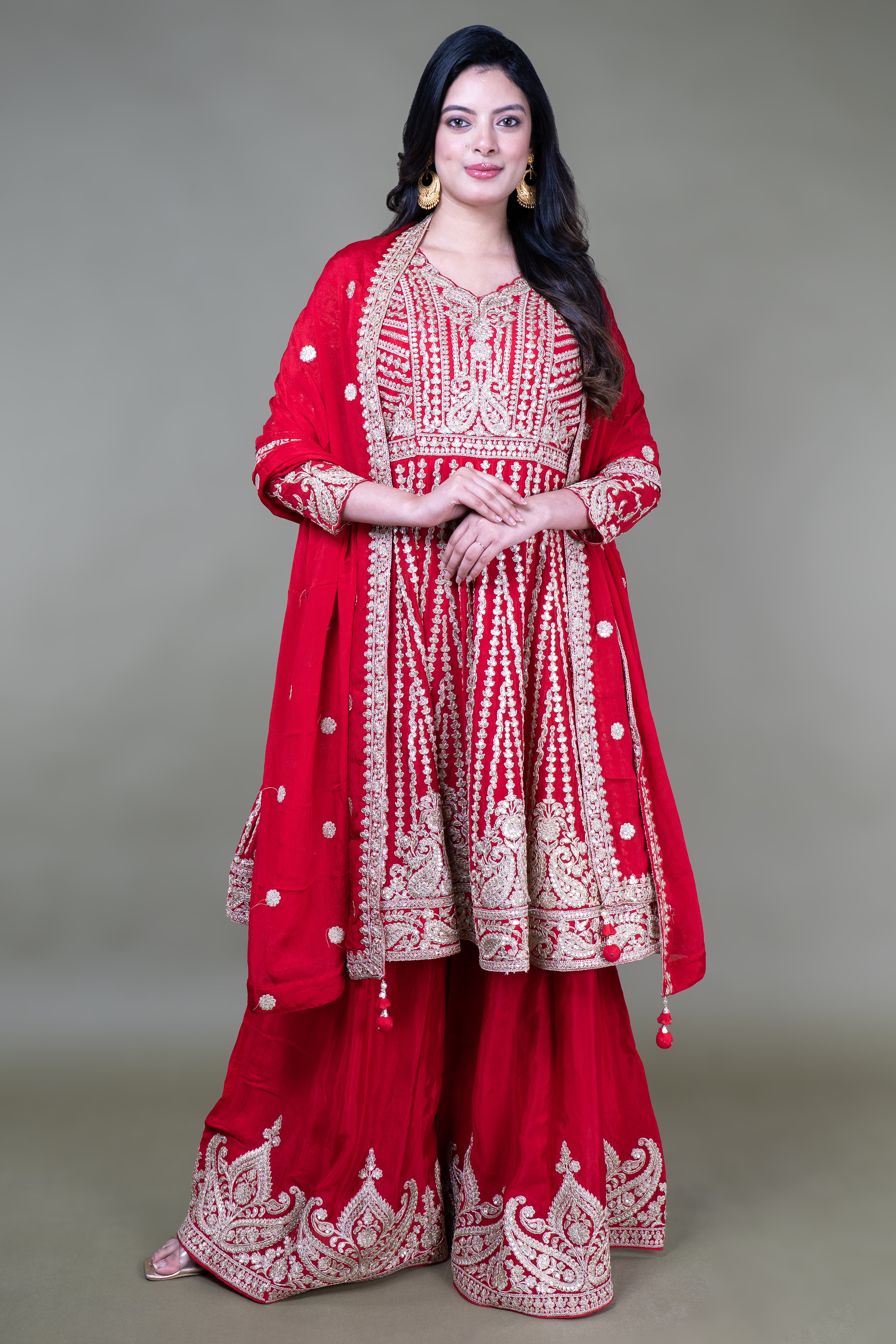 Red Paplom Suit With Sarara
