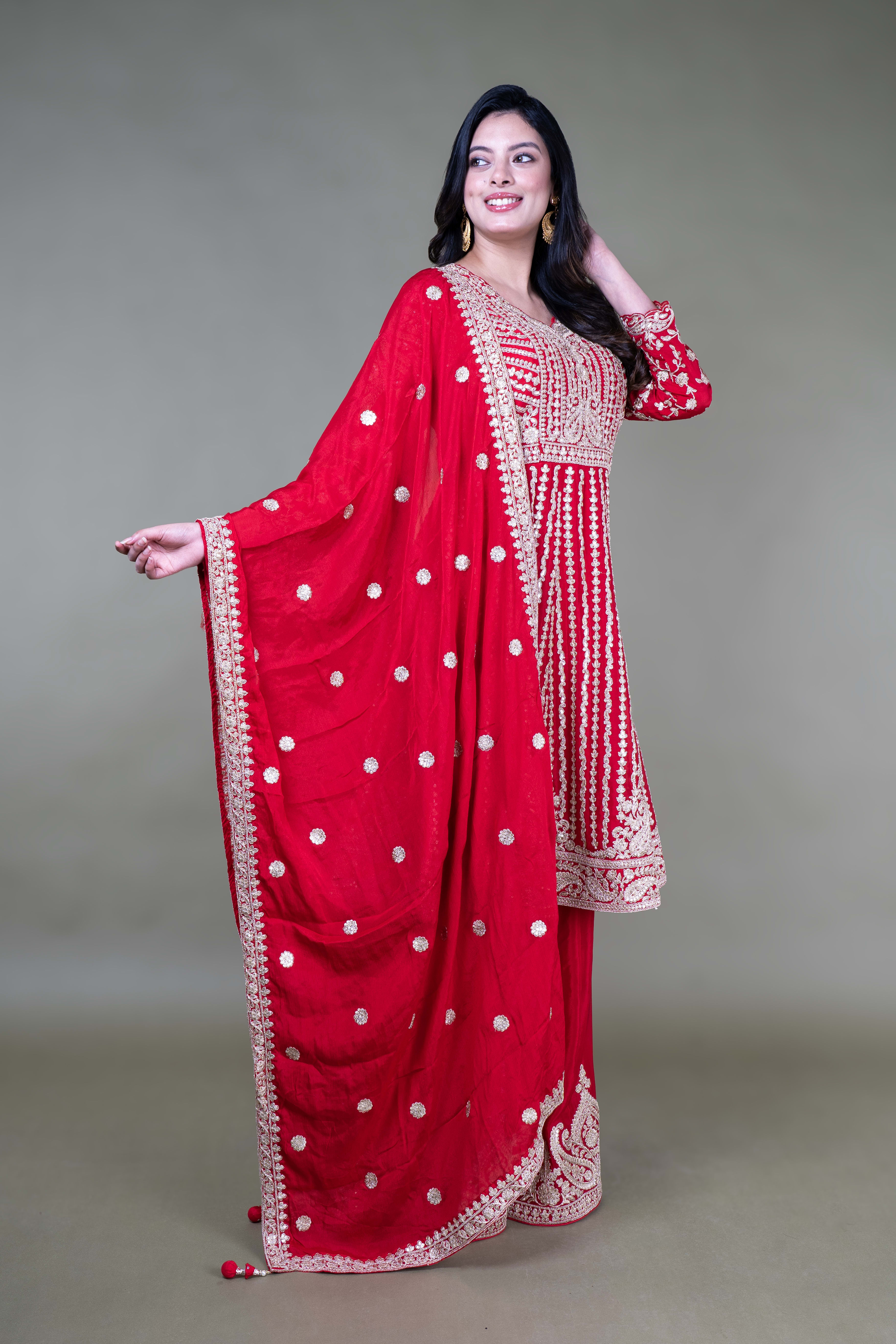 Red Paplom Suit With Sarara
