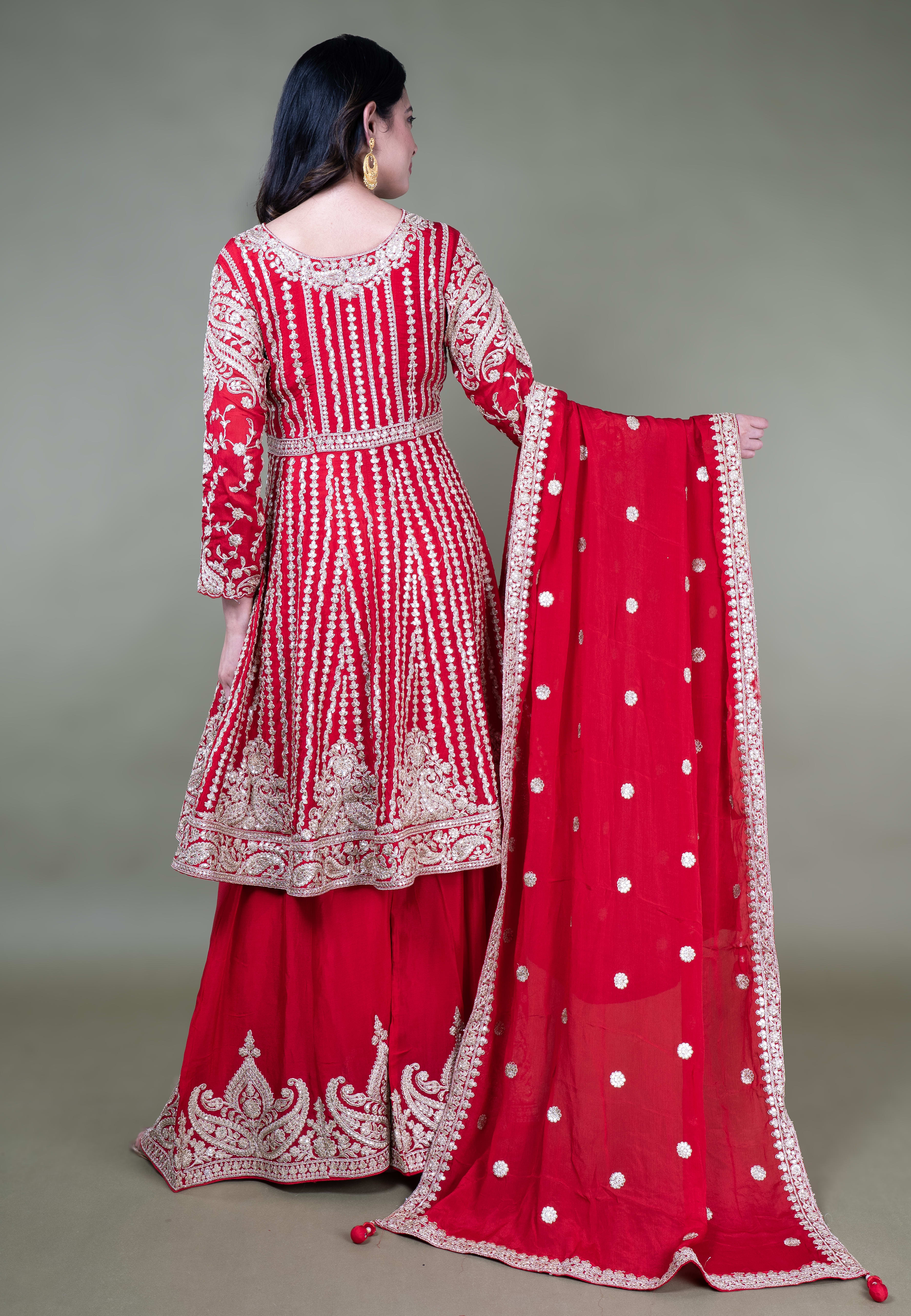 Red Paplom Suit With Sarara