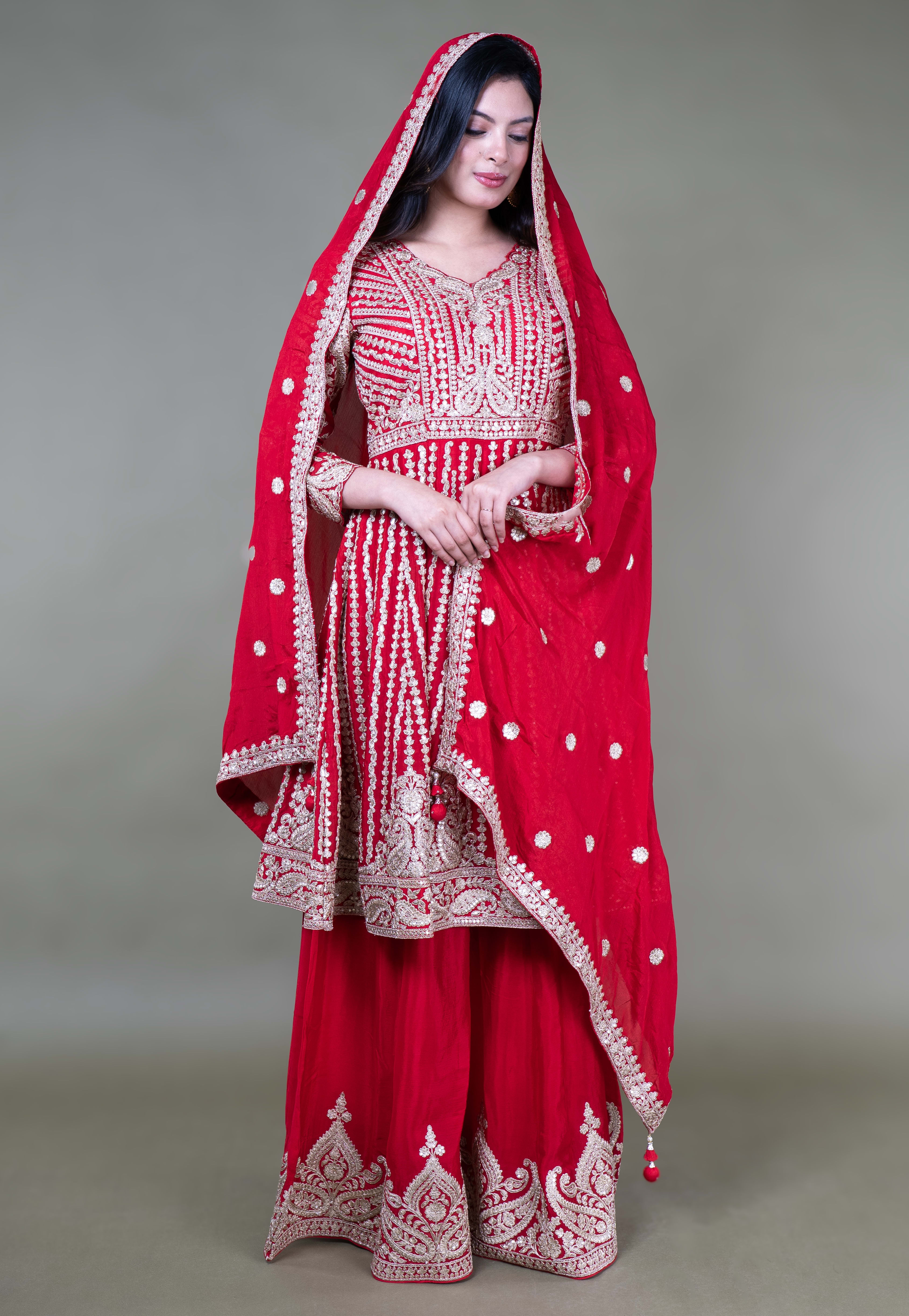 Red Paplom Suit With Sarara