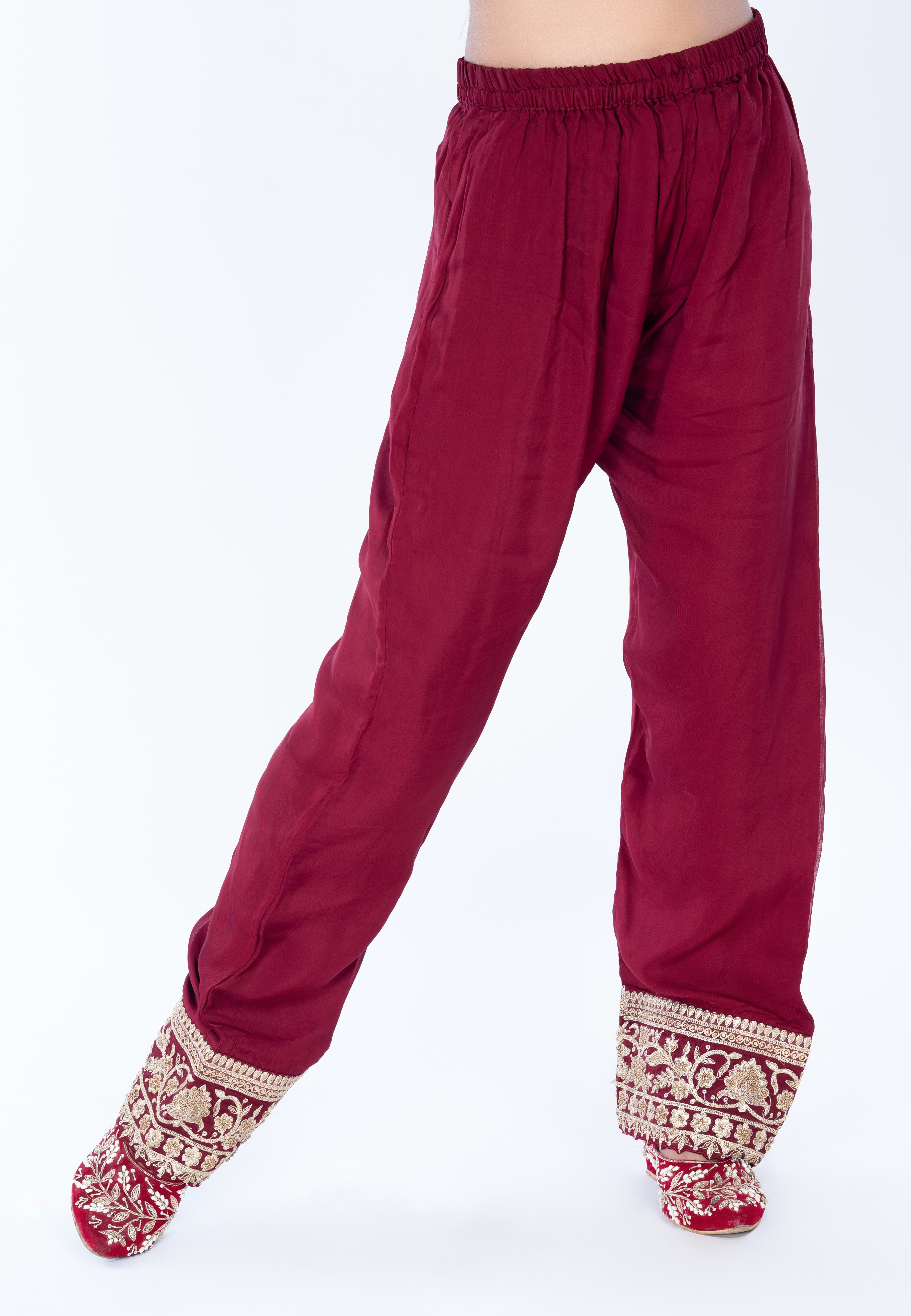 Maroon Long Straight Suit With Pant