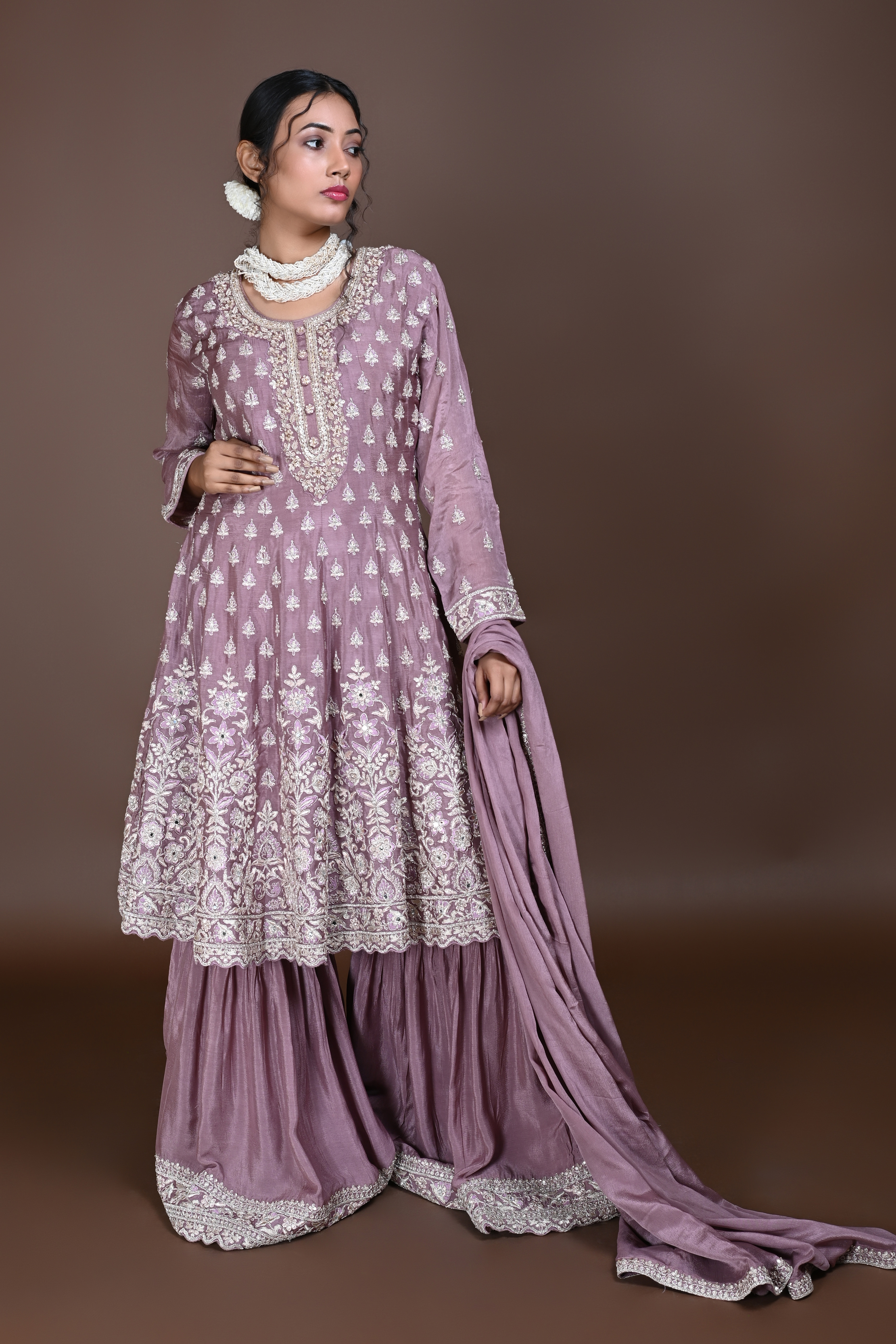 Mauve Paplom Suit With Gharara