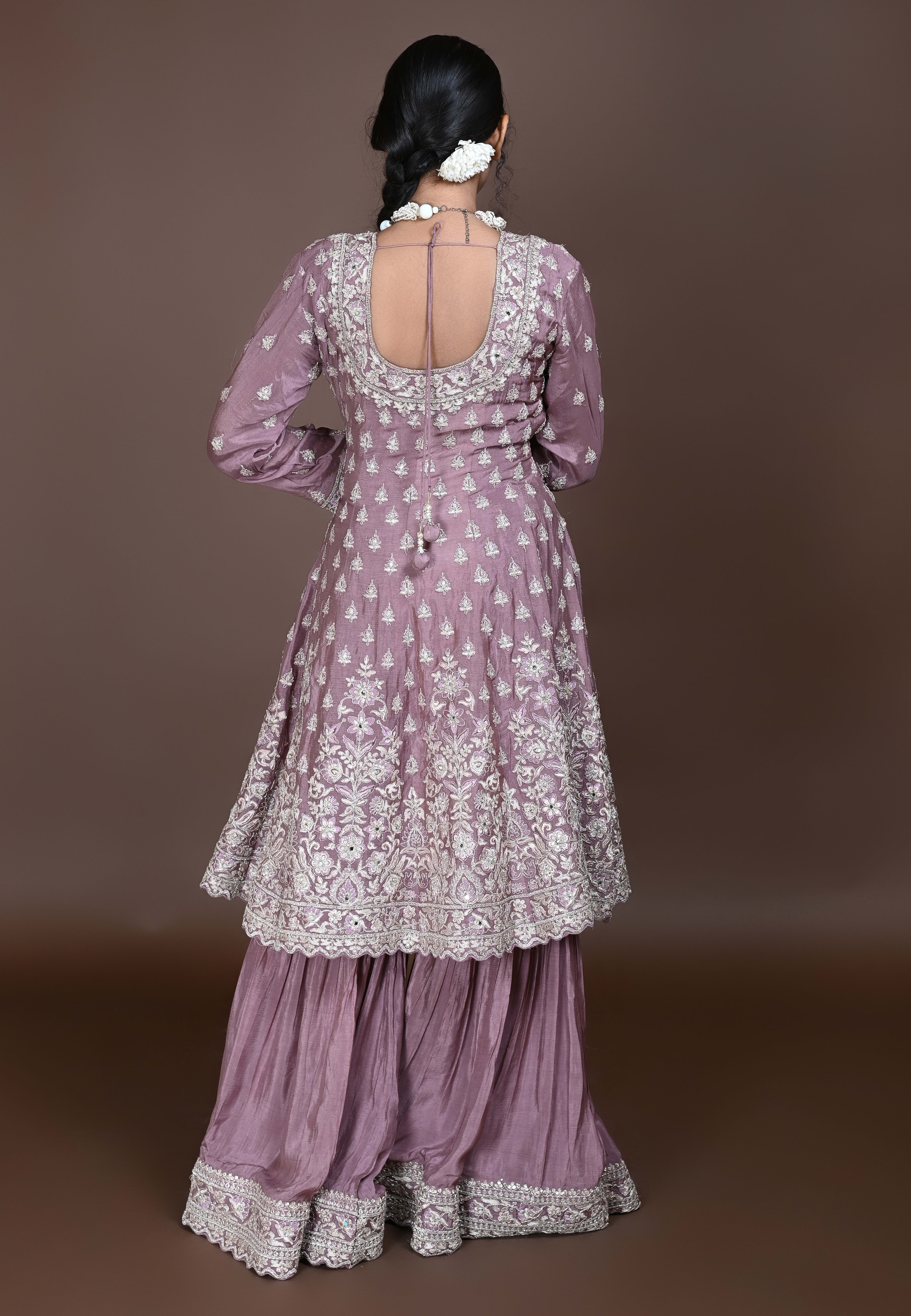 Mauve Paplom Suit With Gharara