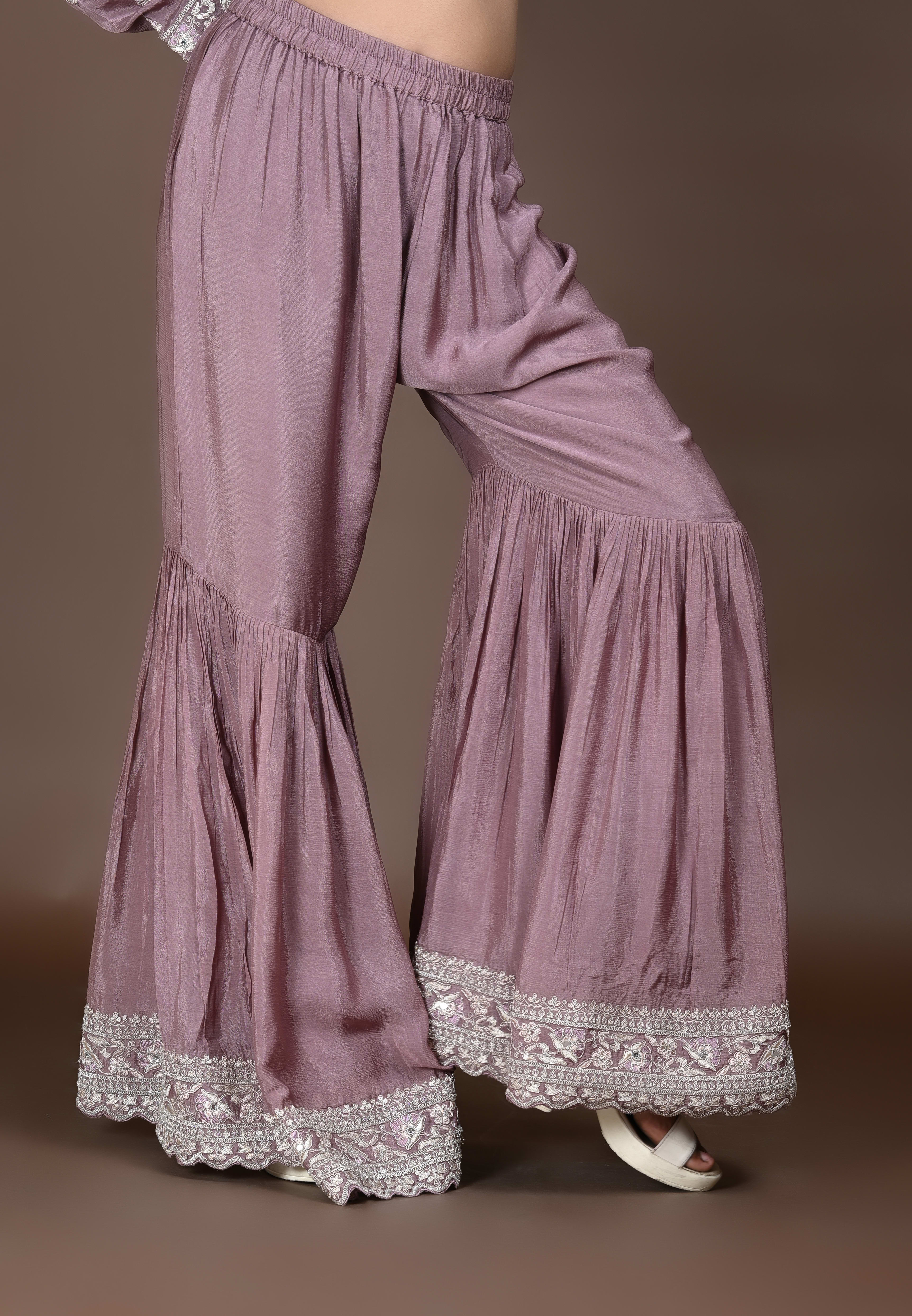Mauve Paplom Suit With Gharara