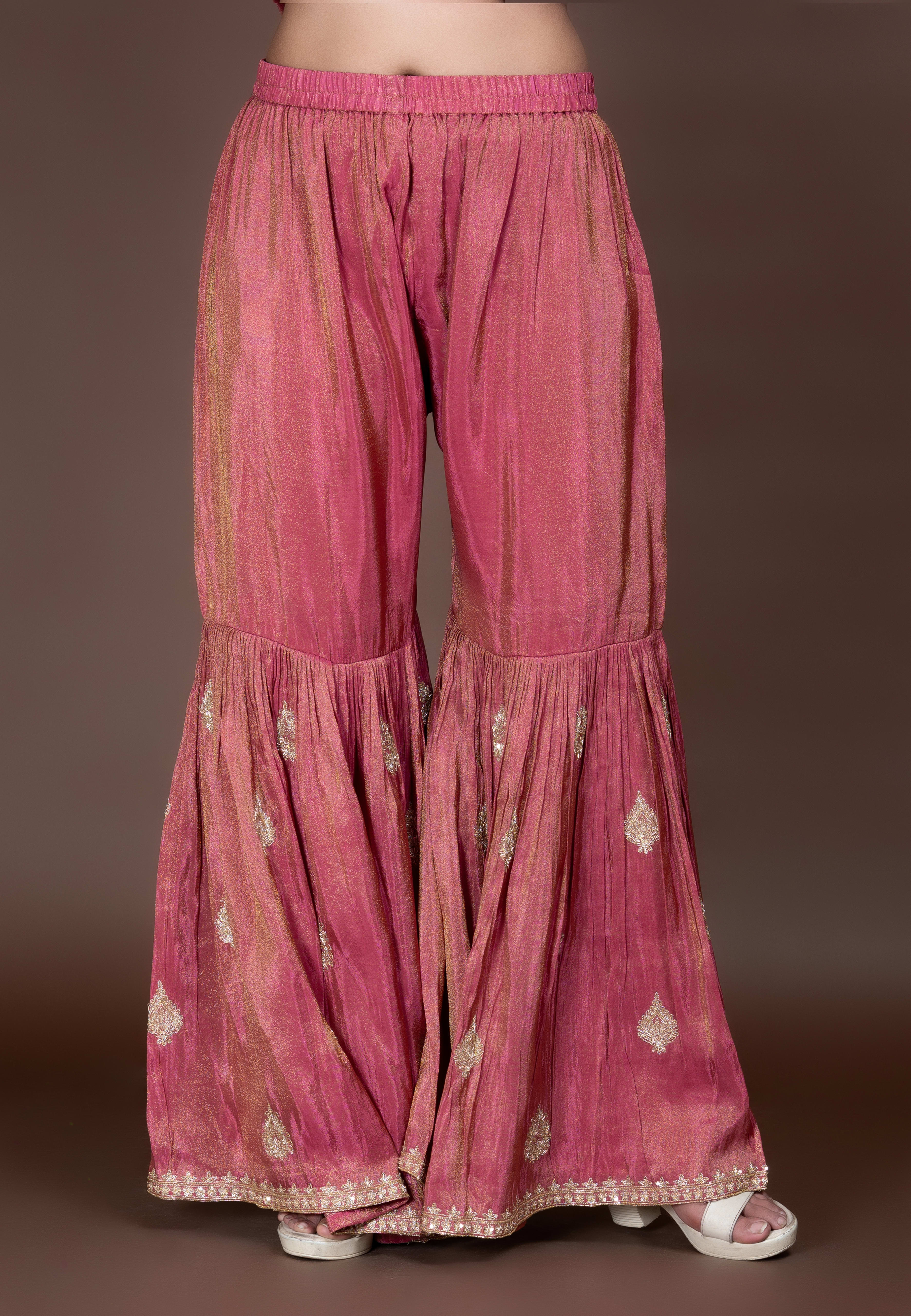 Rose Gold Straight Suit with Gharara