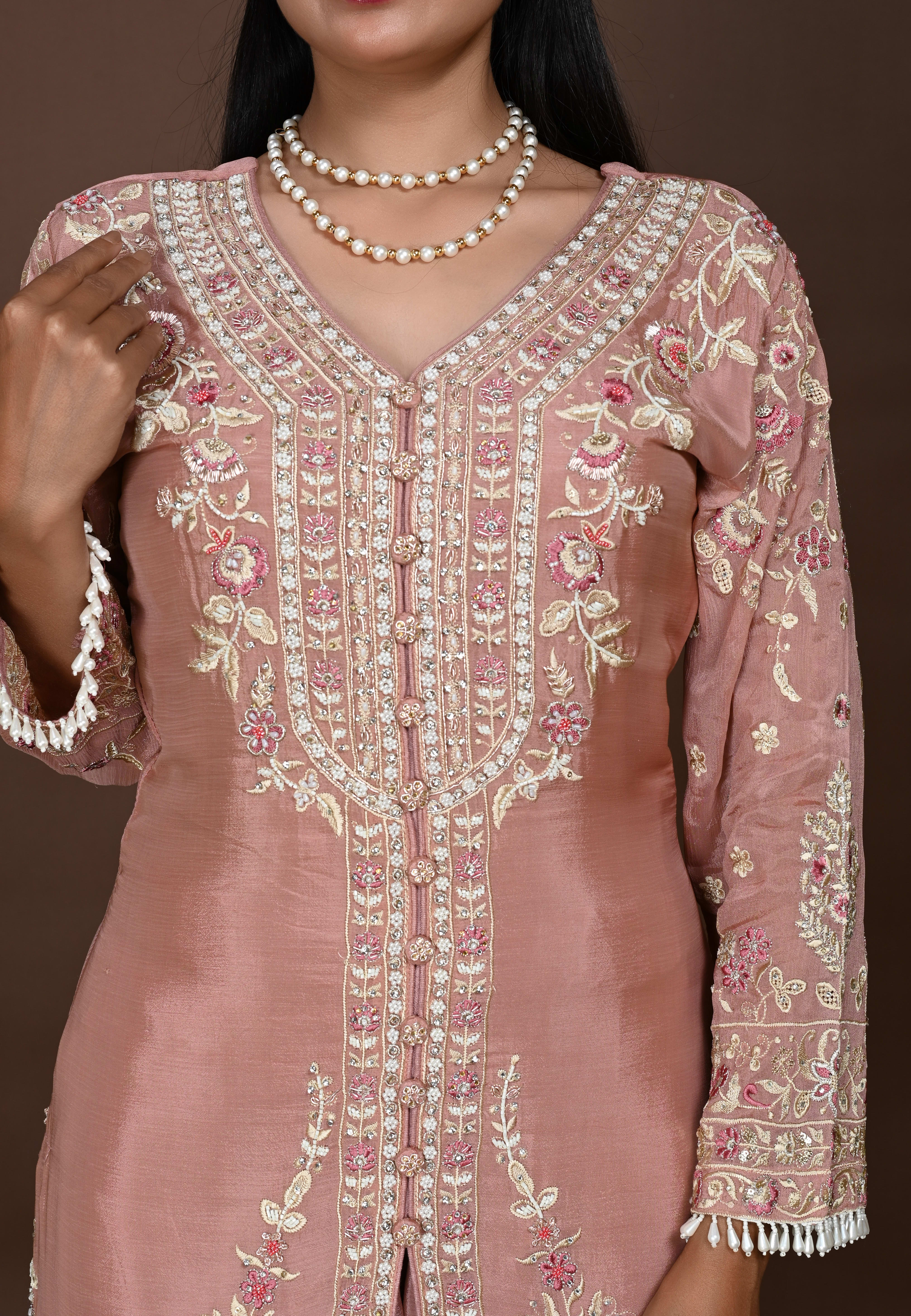 Copper Straight Suit+Middle cut With Pant