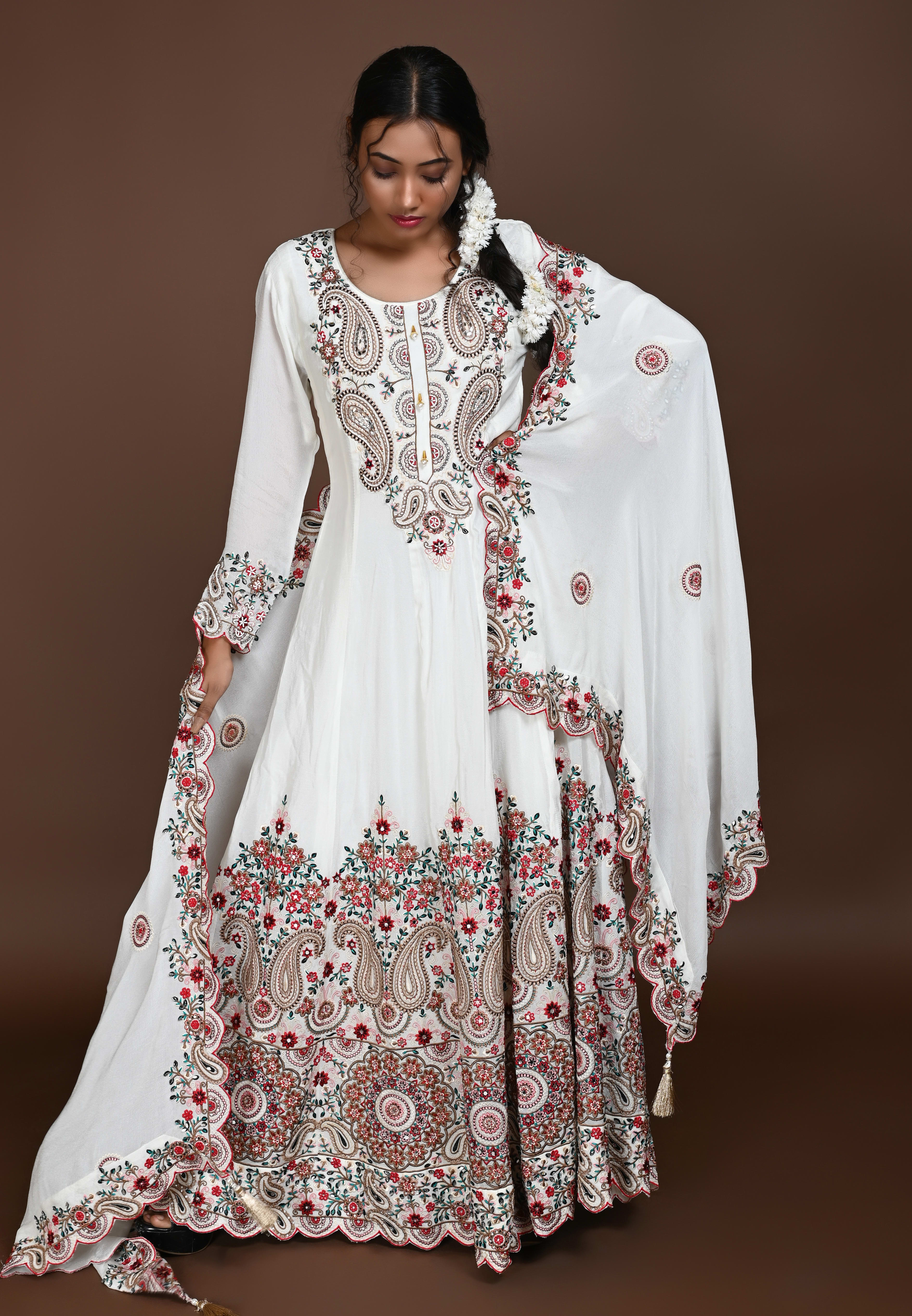 white Anarkoli