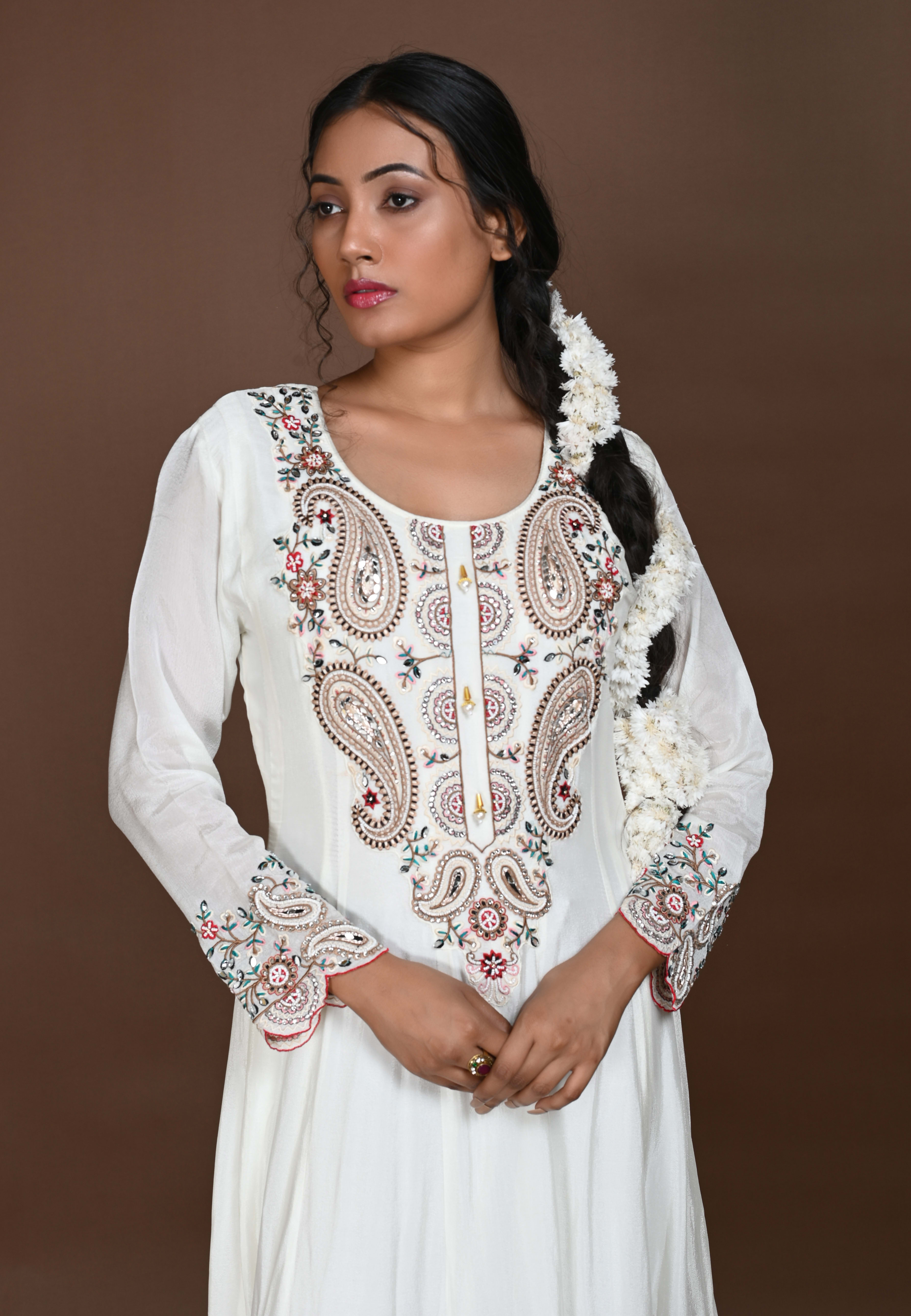 white Anarkoli