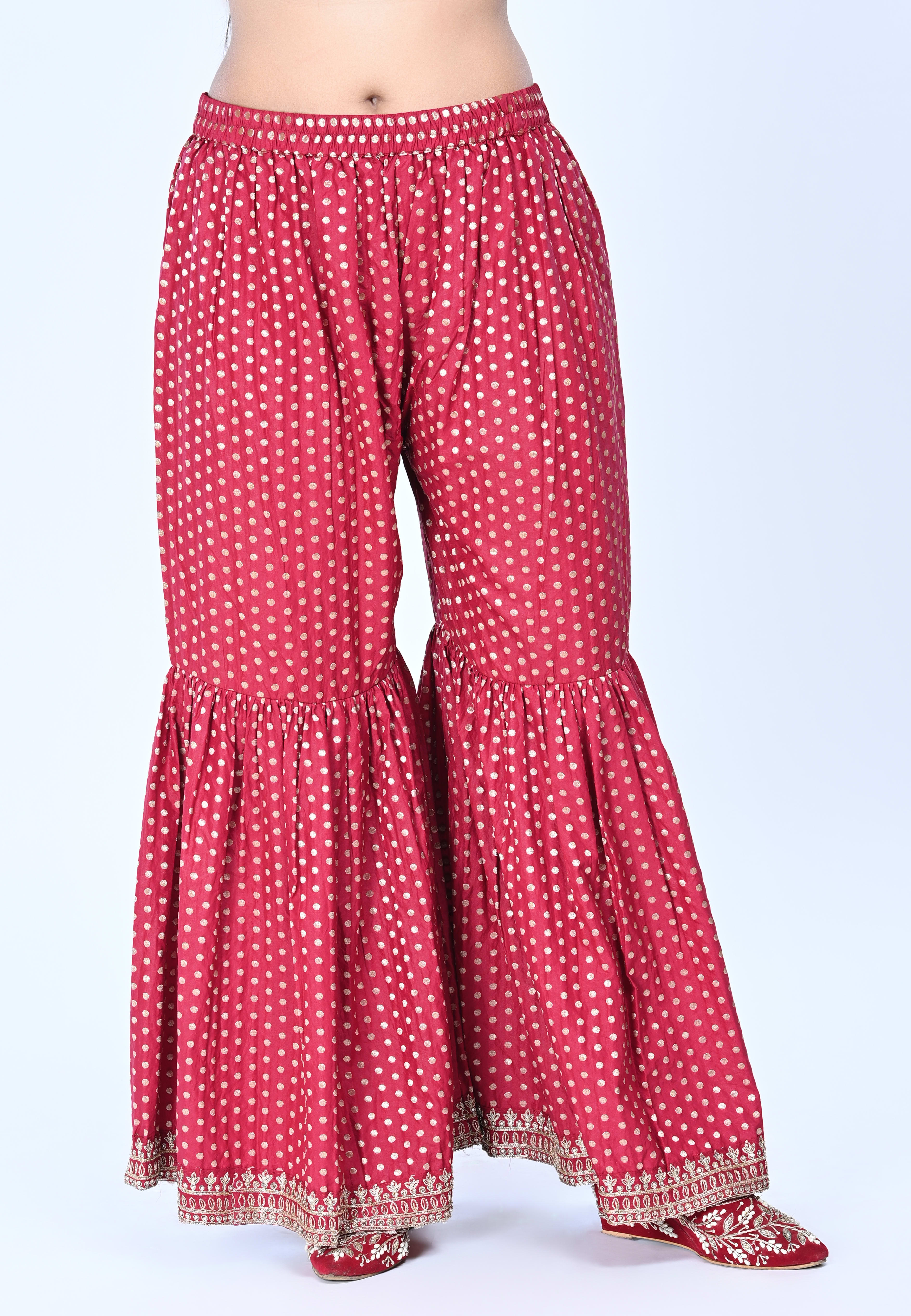 Maroon Straight suit with Gharara