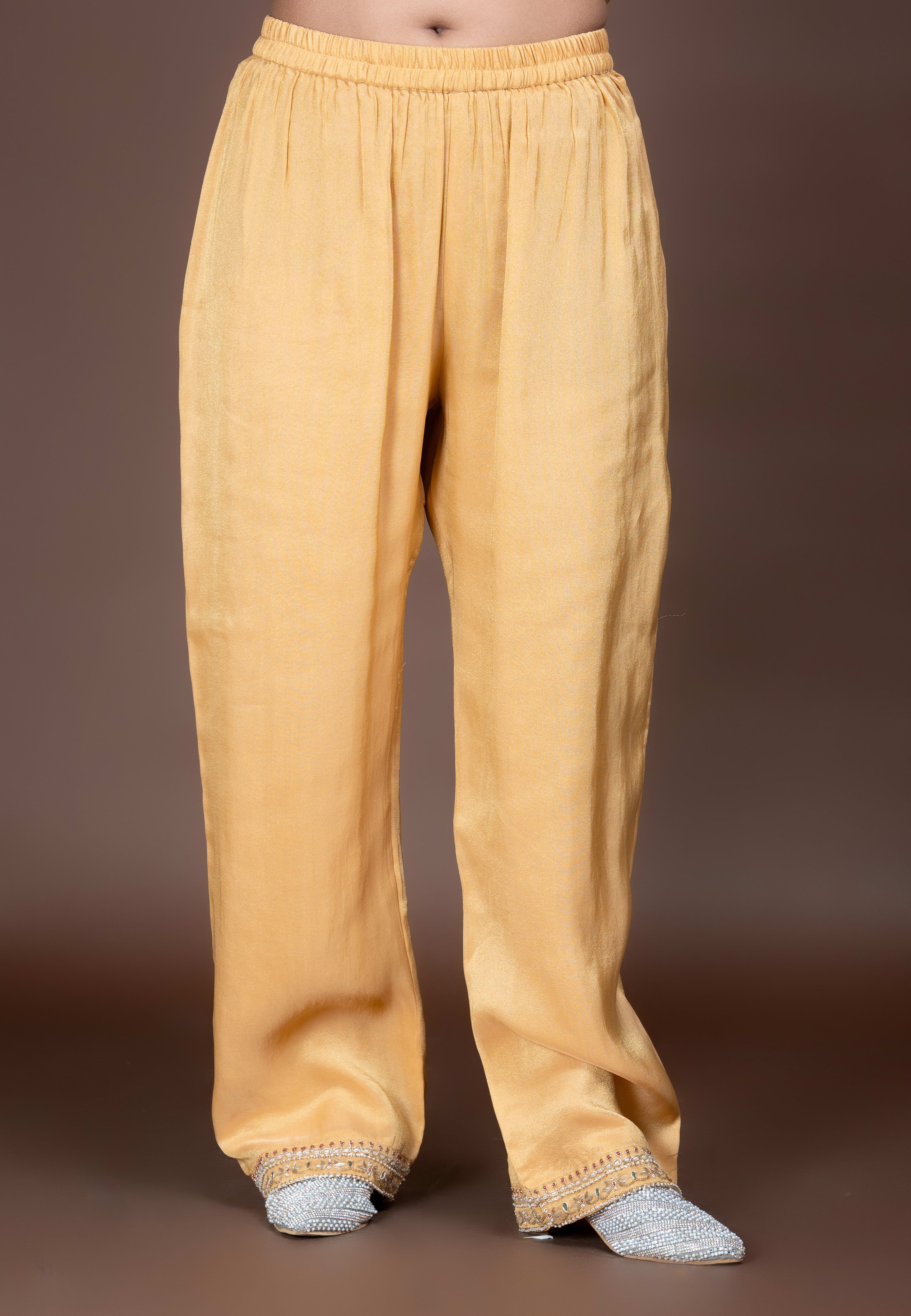 Mustard Long Straight Suit With Pant