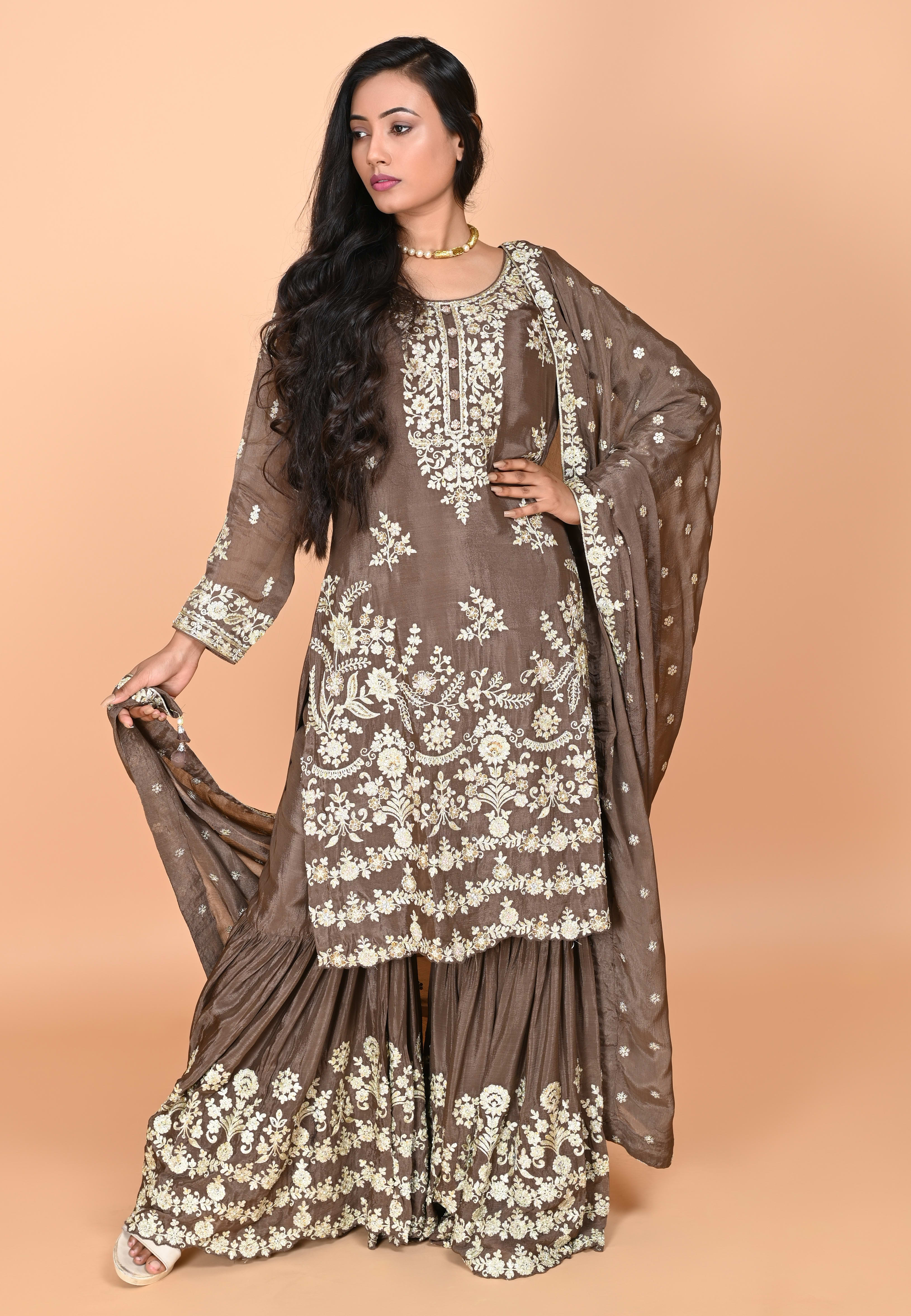 Mouse Straight Suit With Gharara
