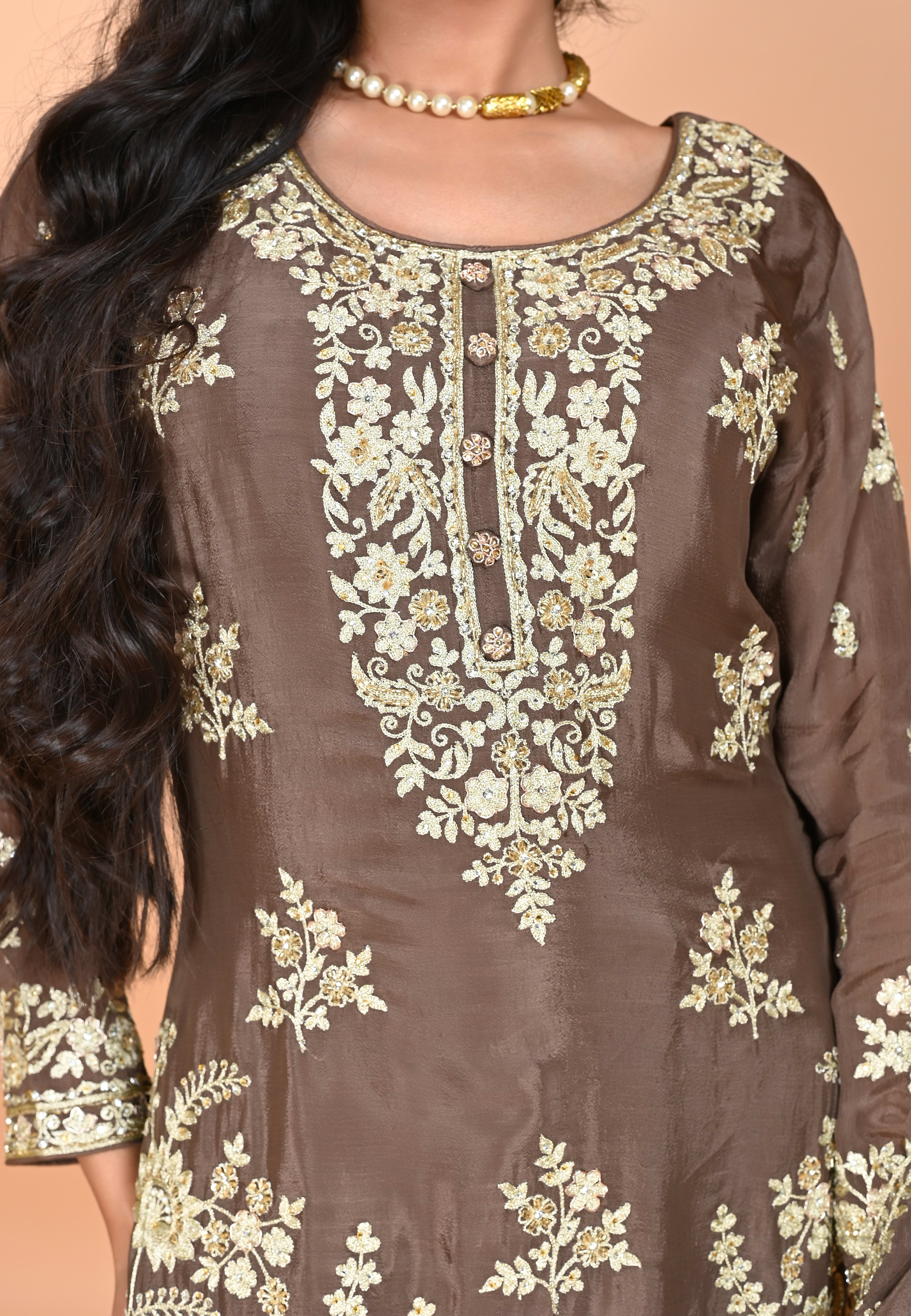 Mouse Straight Suit With Gharara