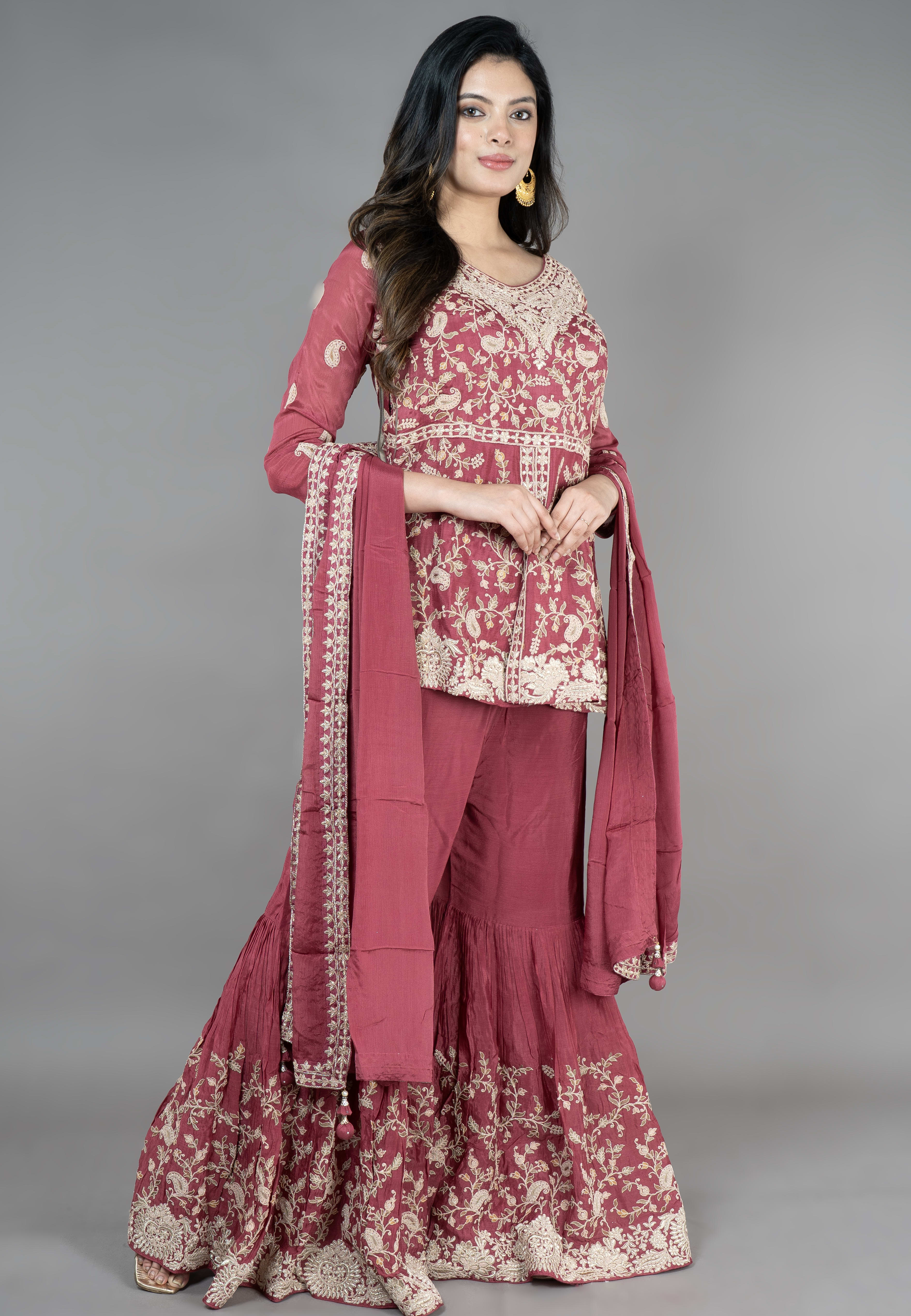 R.gold Short Paplom middle cut with Gharara
