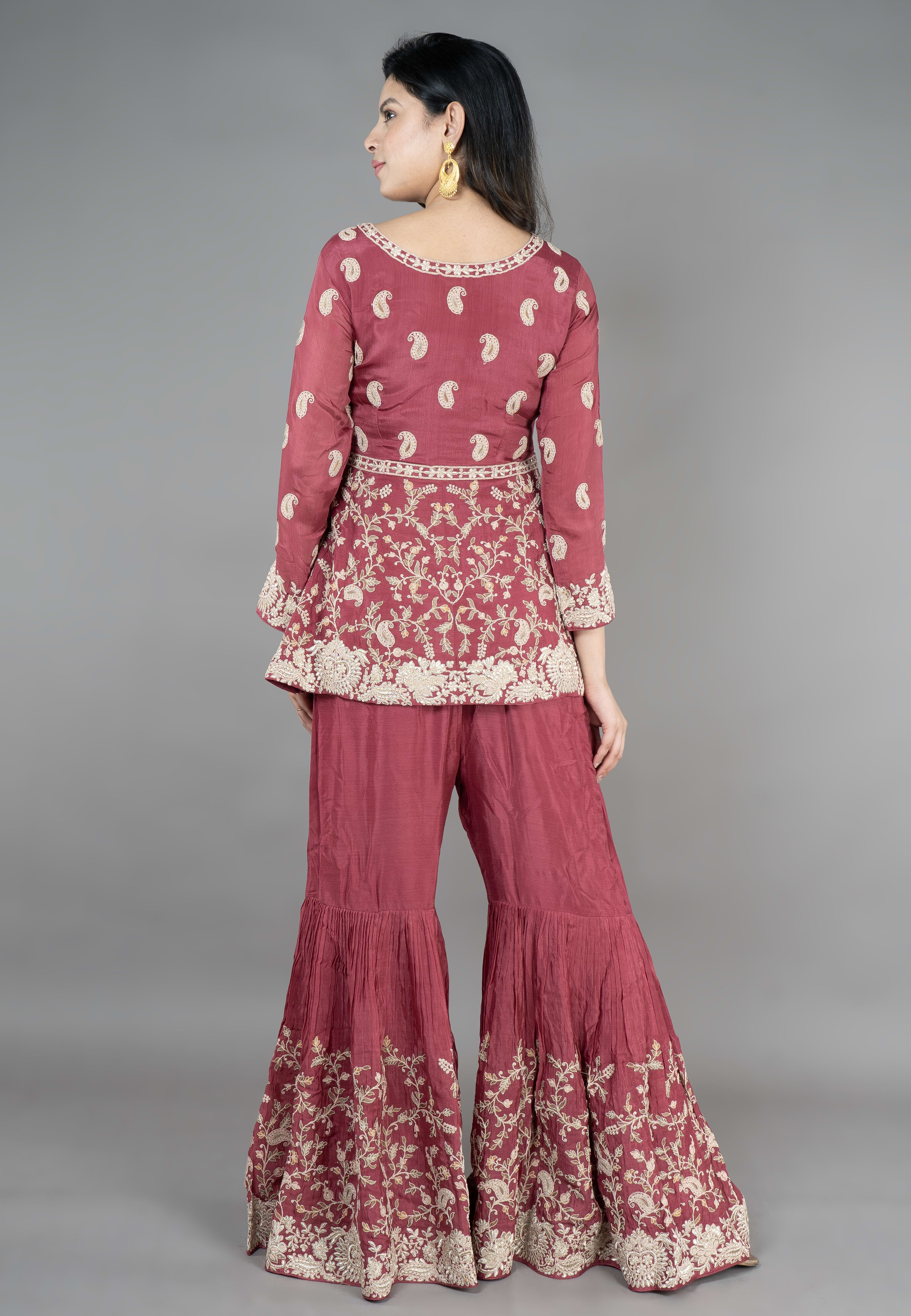 R.gold Short Paplom middle cut with Gharara